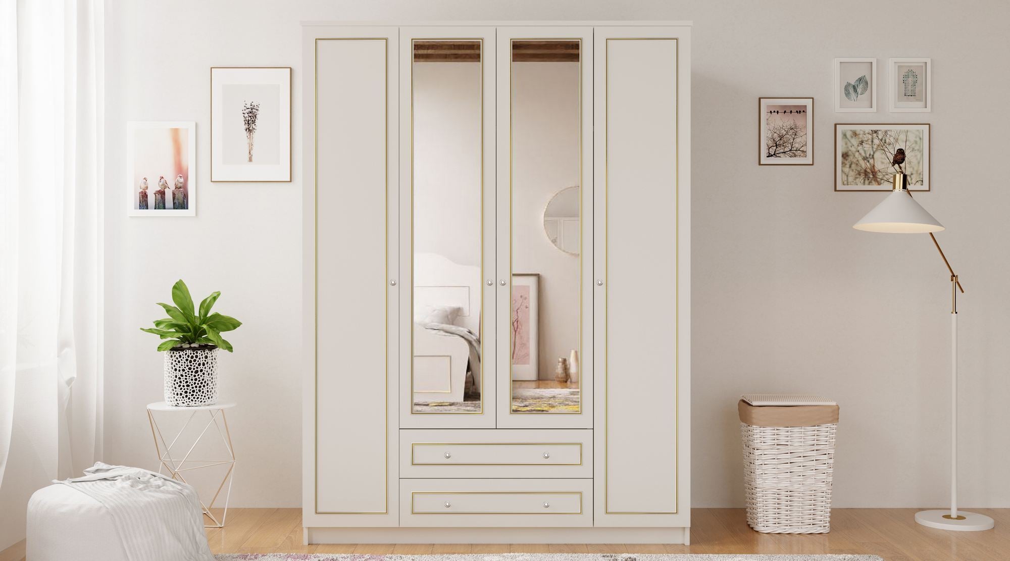 Guarda-roupa – 140cm x 180cm x 52cm – Branco Fosco – Aglomerado