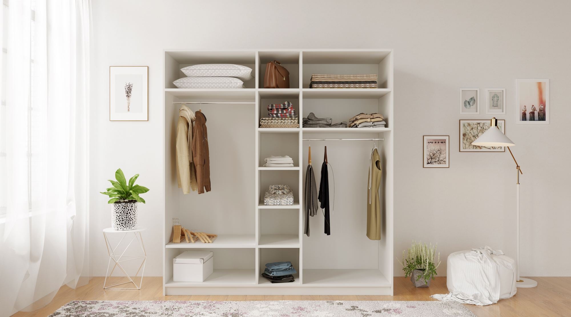 Guarda-roupa – 175cm x 180cm x 52cm – Branco Fosco – MDF