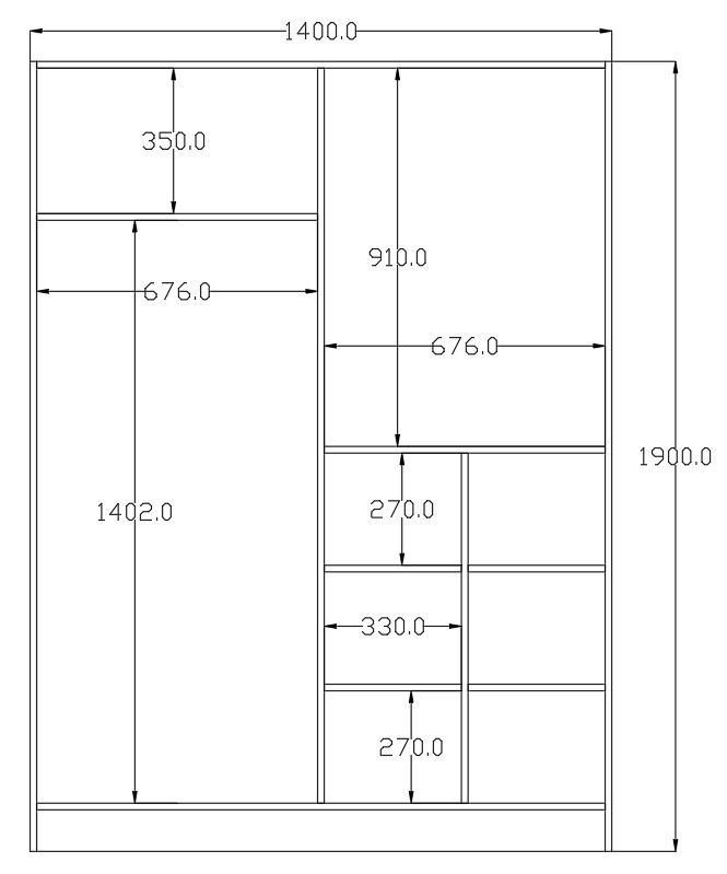 Guarda-roupa – 140cm x 190cm x 56cm – Branco Fosco – MDF