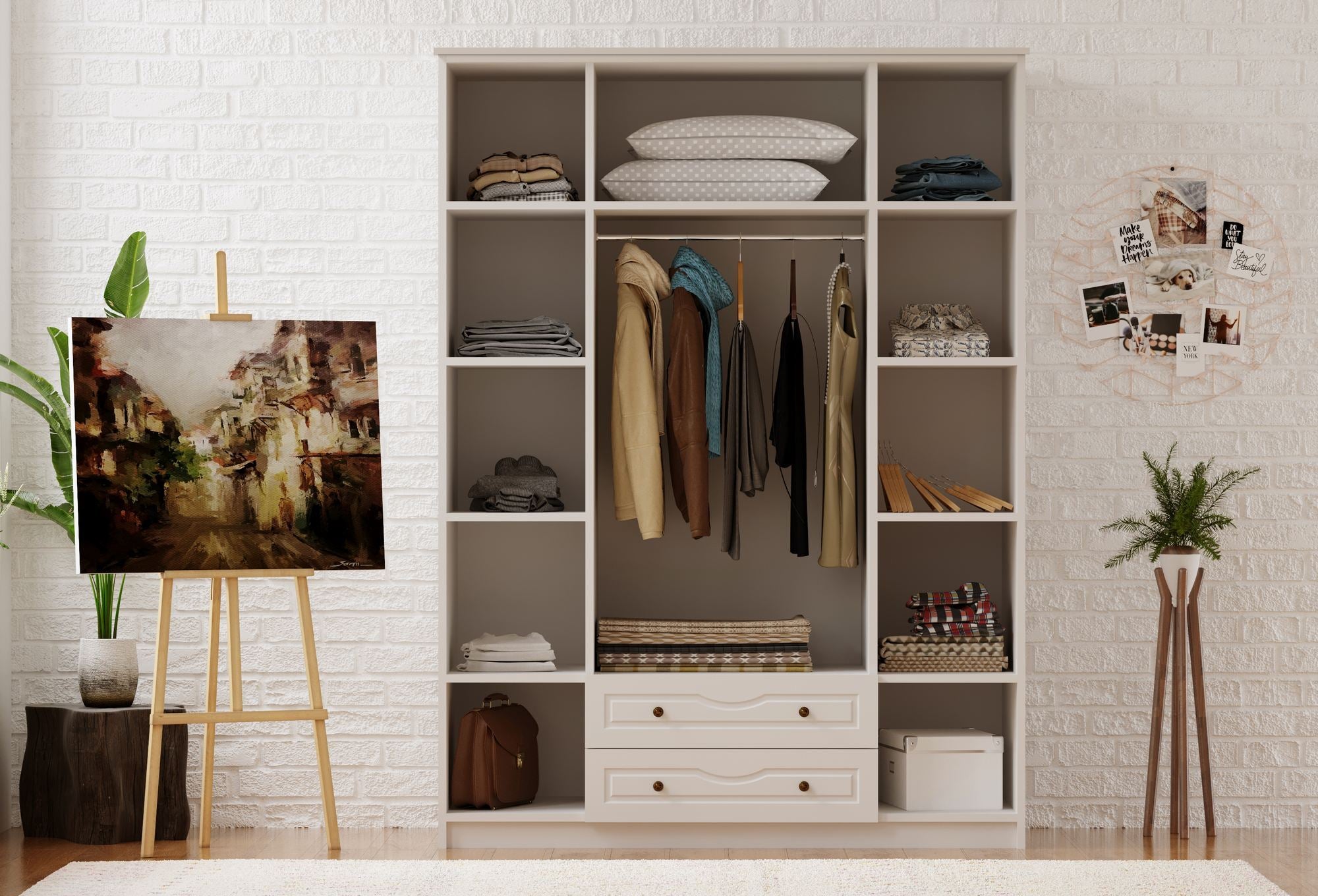 Guarda-roupa – 140cm x 210cm x 52cm – Branco Fosco – Aglomerado