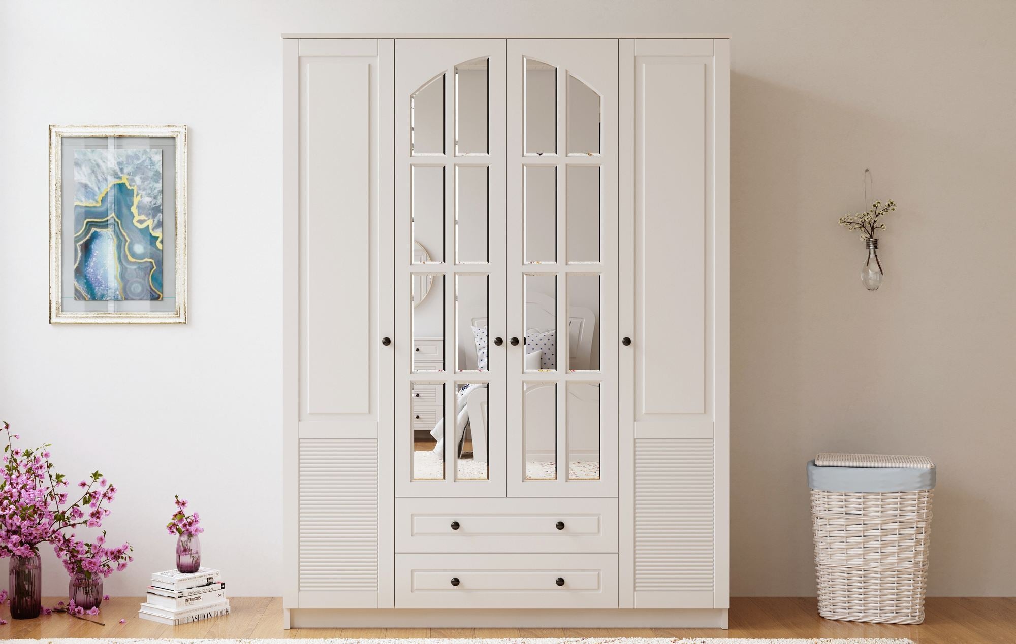 Guarda-roupa – 140cm x 184cm x 52cm – Branco Fosco – Aglomerado de Melamina