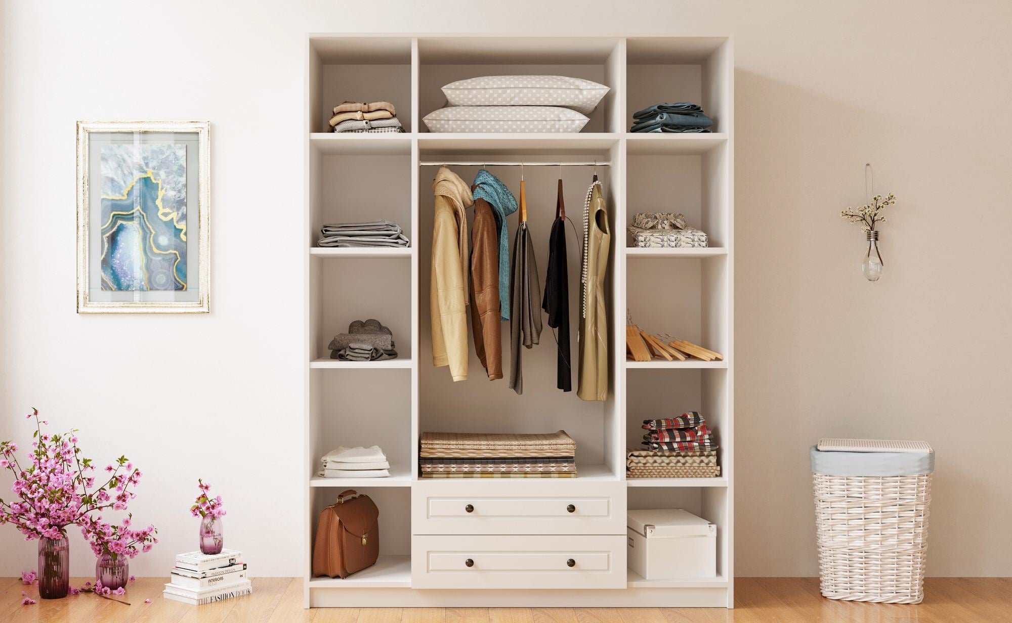 Guarda-roupa – 140cm x 184cm x 52cm – Branco Fosco – Aglomerado de Melamina