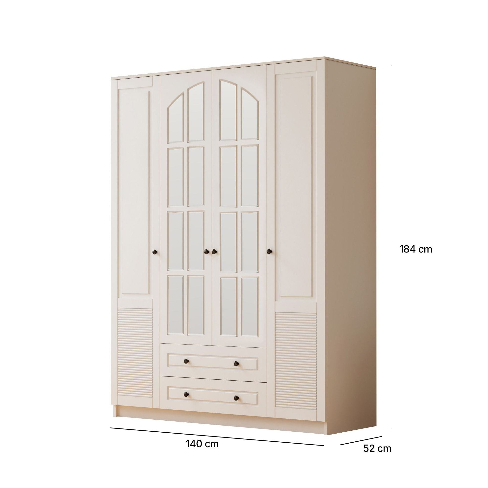 Guarda-roupa – 140cm x 184cm x 52cm – Branco Fosco – Aglomerado de Melamina