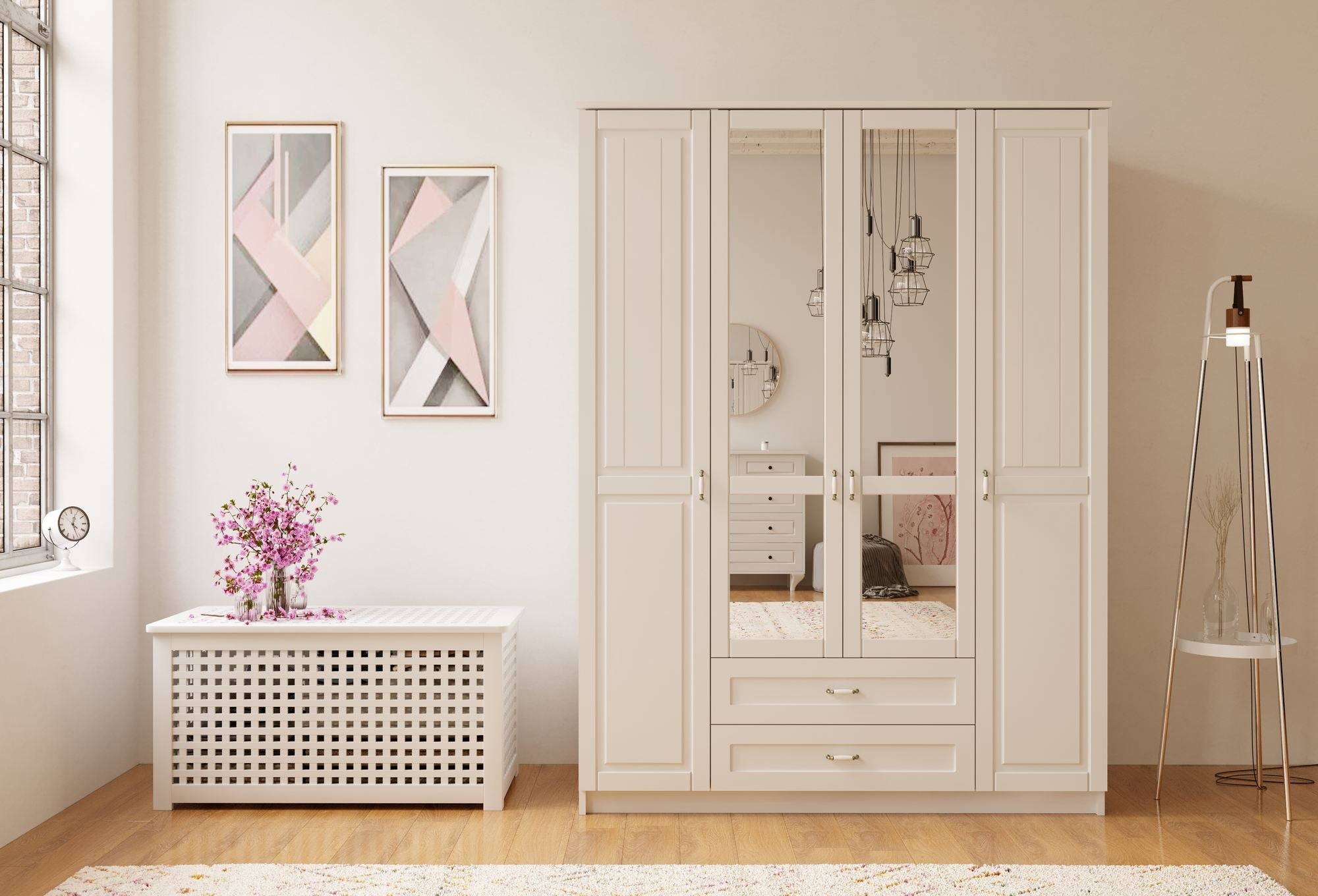 Guarda-roupa – 140 cm x 210 cm x 52 cm – Branco Fosco – Aglomerado com melamina