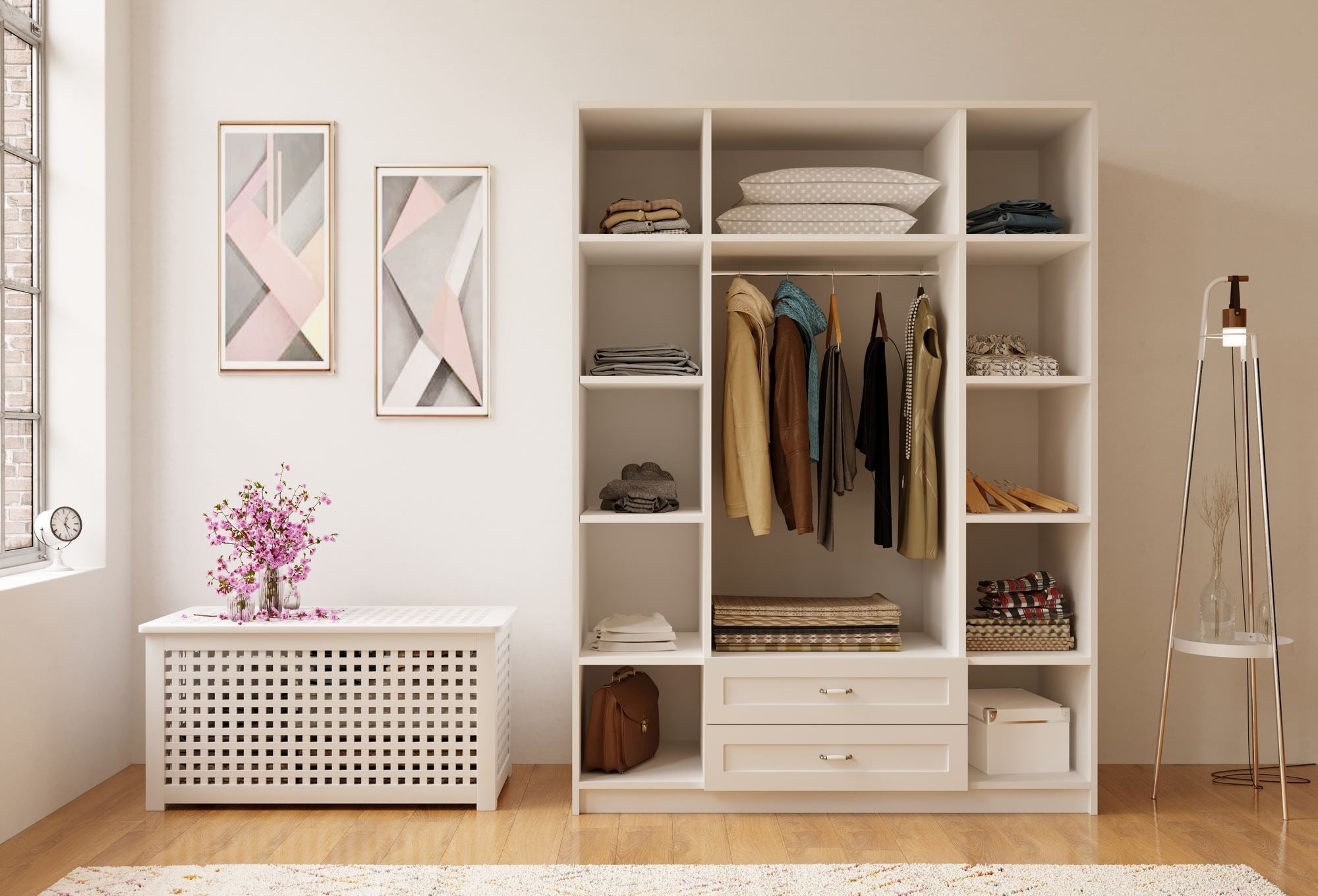 Guarda-roupa – 140 cm x 210 cm x 52 cm – Branco Fosco – Aglomerado com melamina