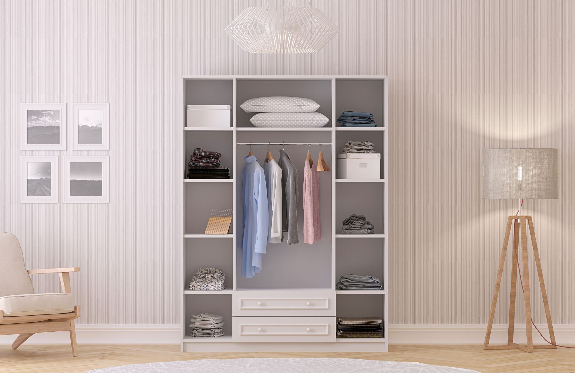 Guarda-roupa – 140cm x 184cm x 52cm – Branco Fosco – MDF