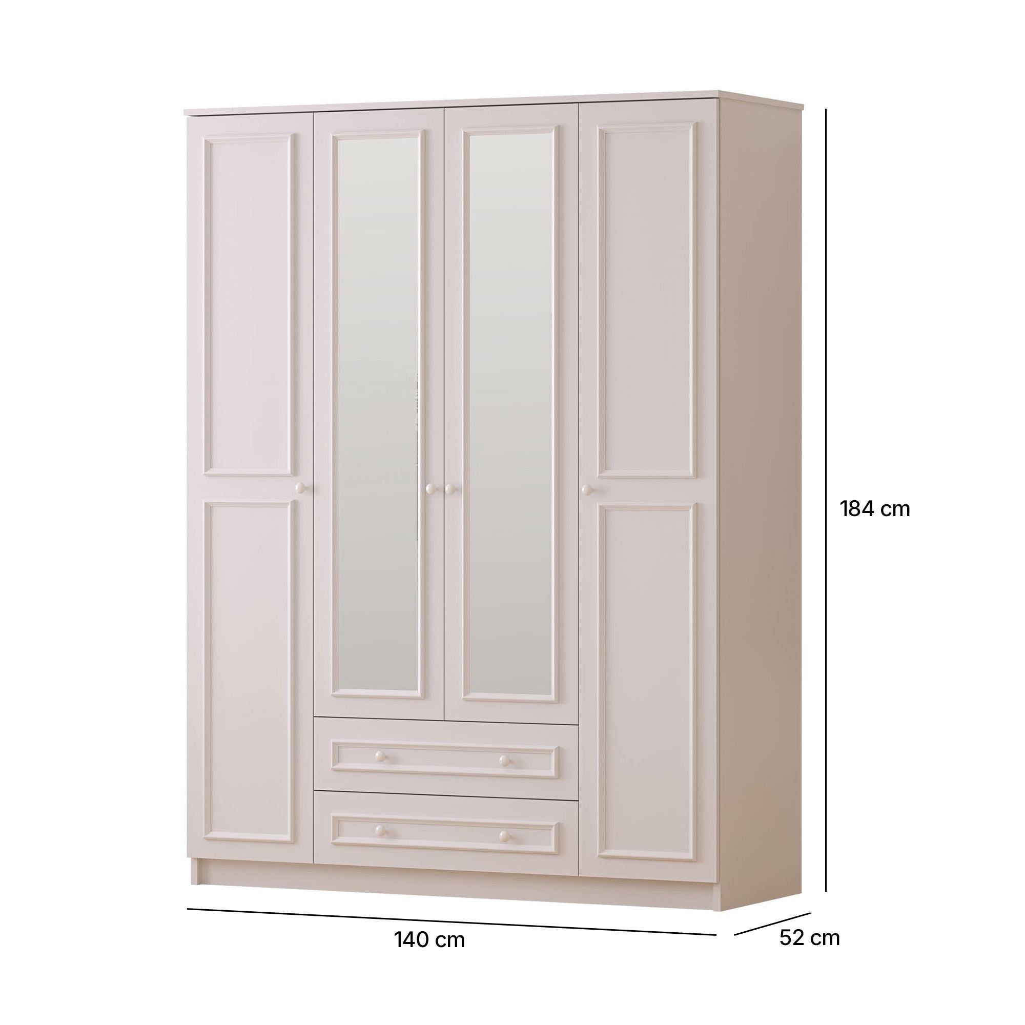 Guarda-roupa – 140cm x 184cm x 52cm – Branco Fosco – MDF