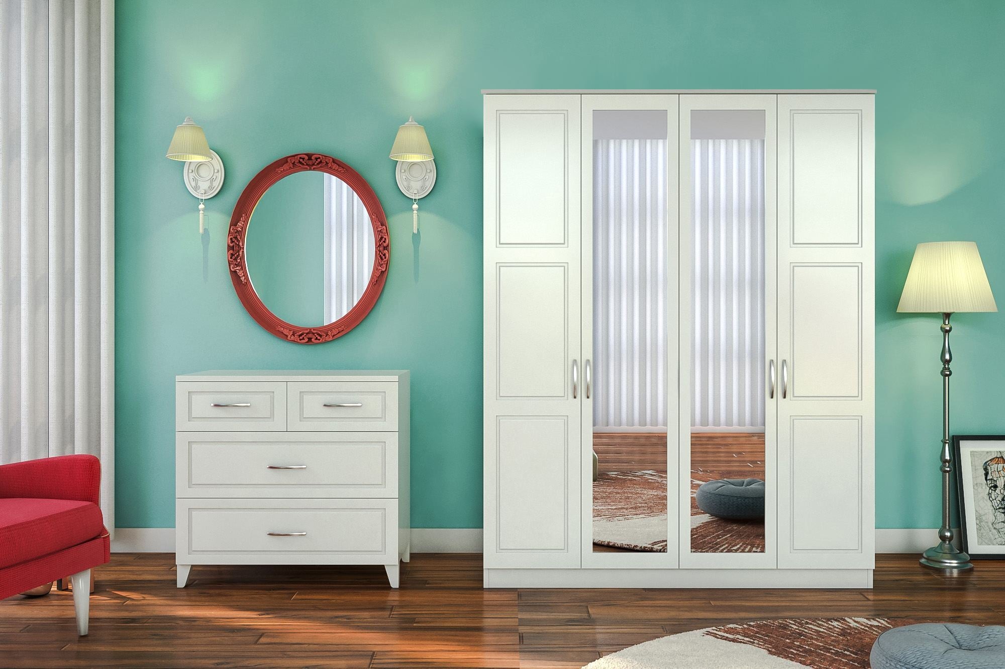 Guarda-roupa – 140cm x 184cm x 52cm – Branco Fosco – Aglomerado de Melamina