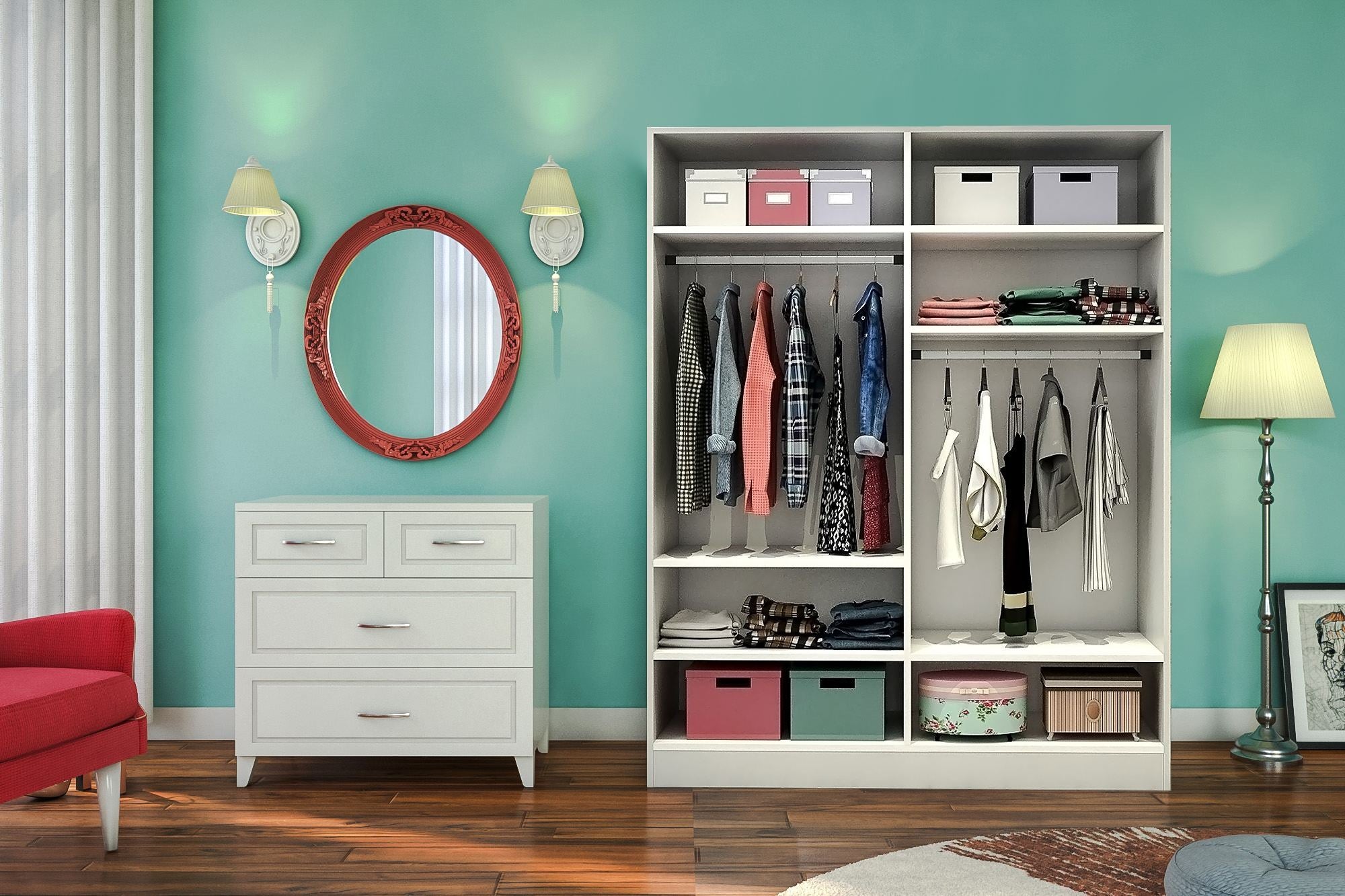 Guarda-roupa – 140cm x 184cm x 52cm – Branco Fosco – Aglomerado de Melamina