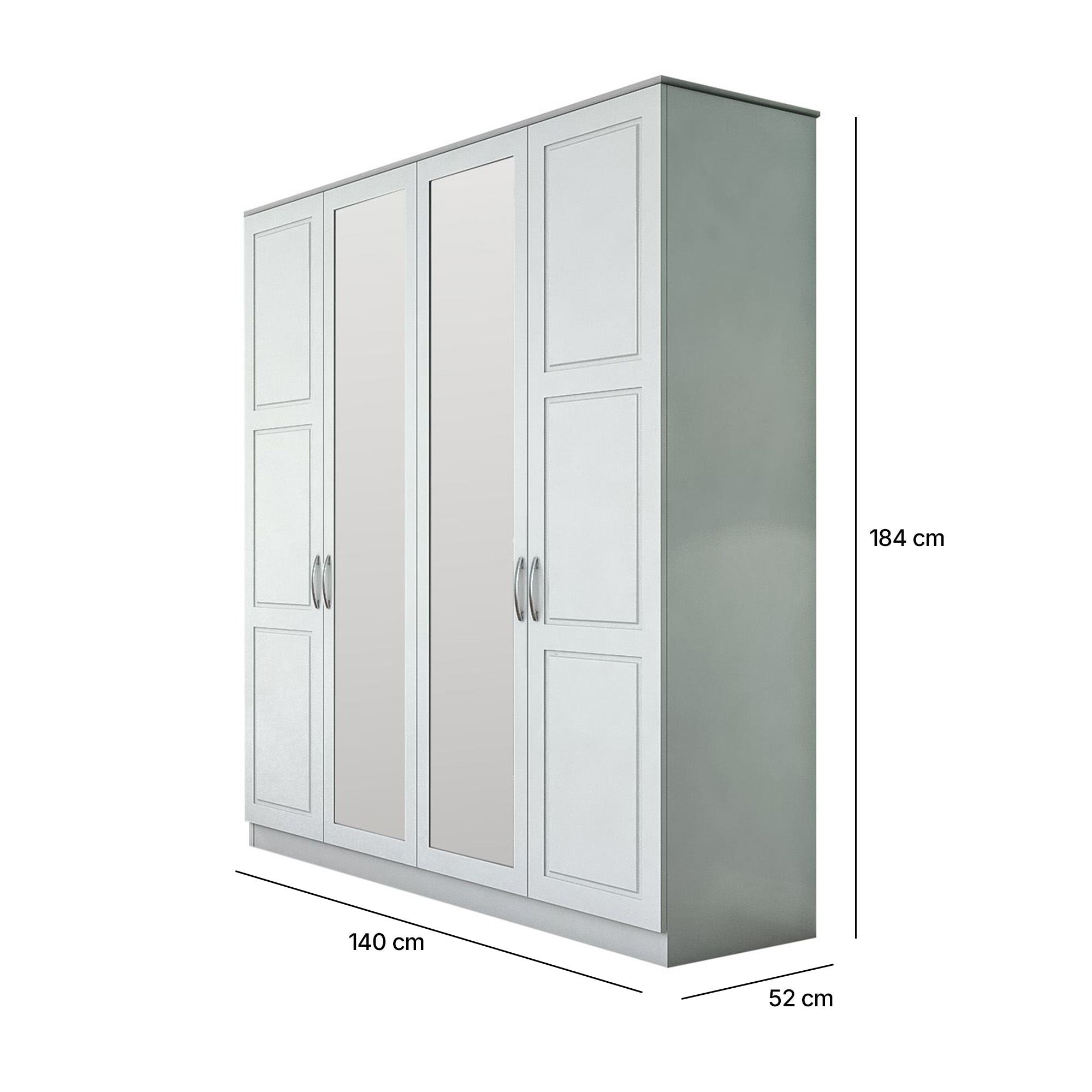 Guarda-roupa – 140cm x 184cm x 52cm – Branco Fosco – Aglomerado de Melamina