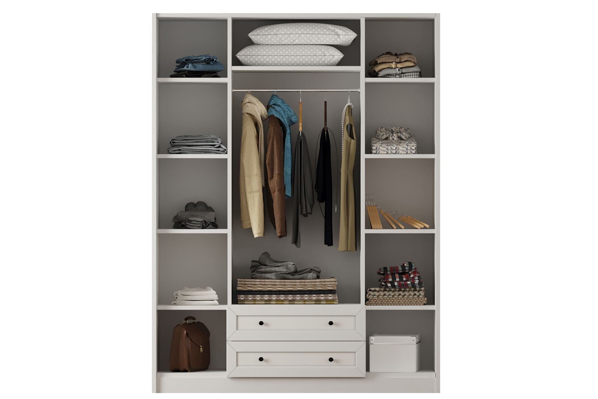 Guarda-roupa – 140cm x 184cm x 52cm – Branco Fosco – Aglomerado