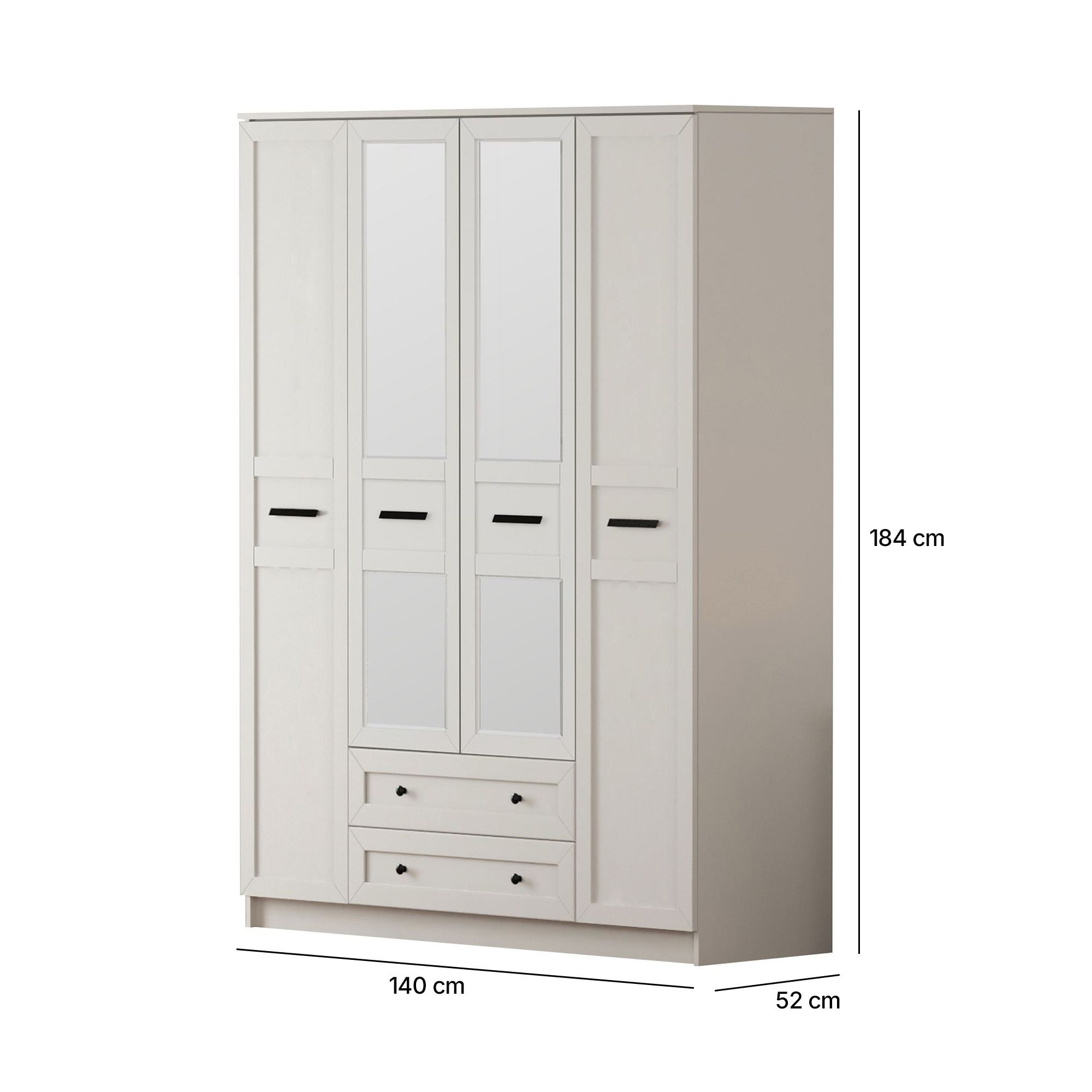 Guarda-roupa – 140cm x 184cm x 52cm – Branco Fosco – Aglomerado