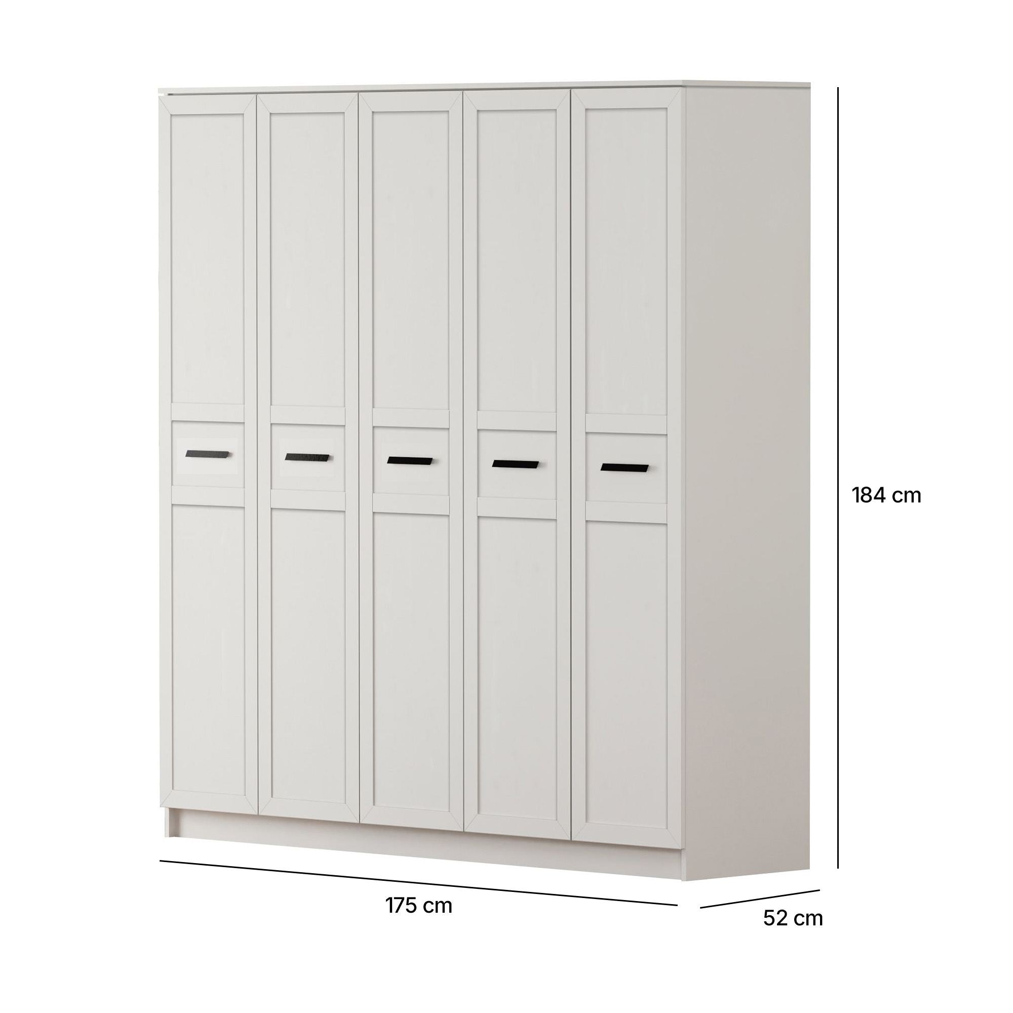 Guarda-roupa – 175cm x 184cm x 52cm – Branco Fosco – Aglomerado com melamina