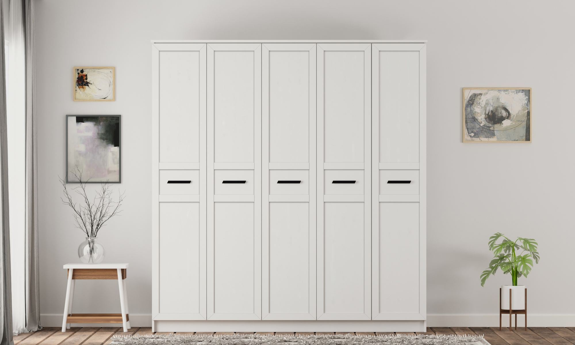 Guarda-roupa – 175cm x 210cm x 52cm – Branco fosco – Aglomerado de melamina