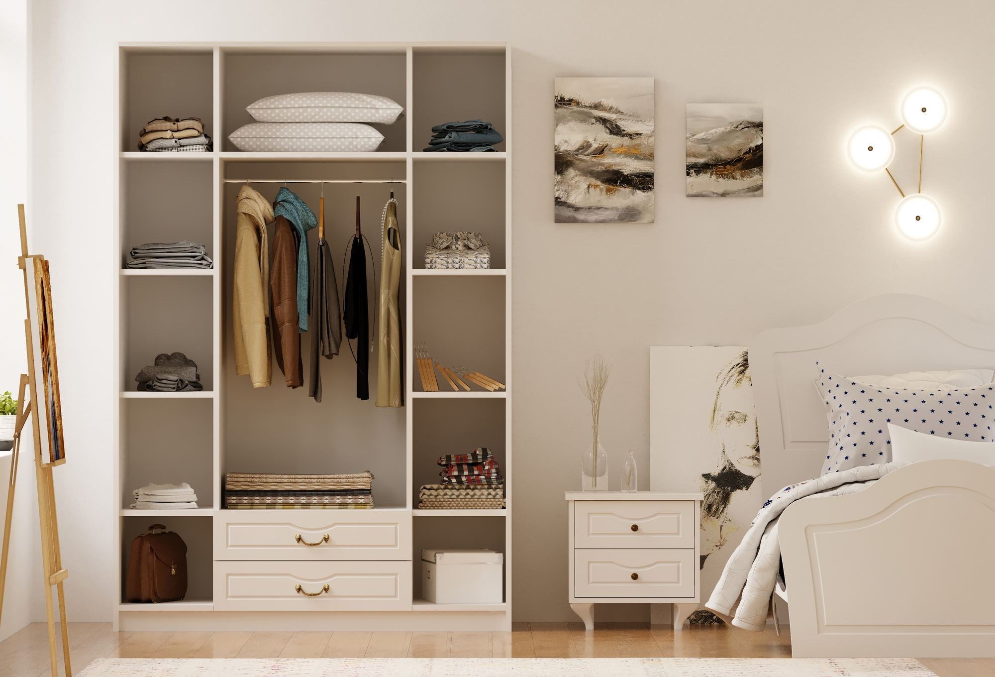 Guarda-roupa – 140cm x 210cm x 52cm – Branco Fosco – Aglomerado