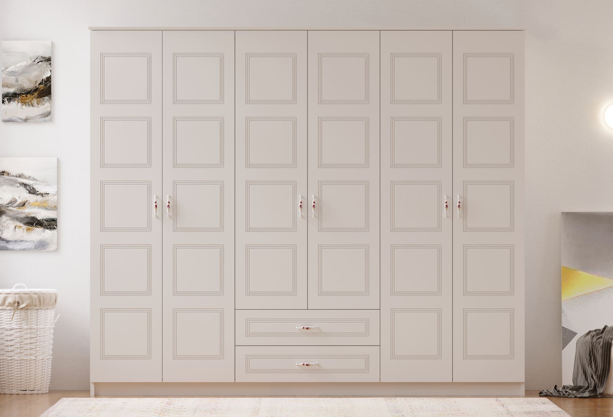 Guarda-roupa – 210 x 180 x 52 cm – Branco fosco – Aglomerado com melamina