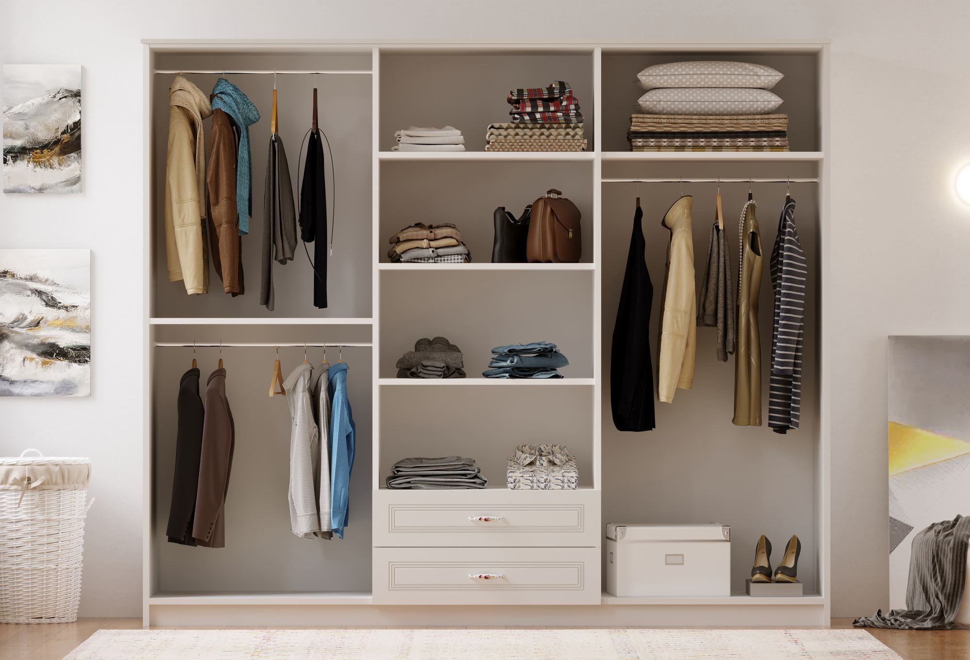 Guarda-roupa – 210 x 180 x 52 cm – Branco fosco – Aglomerado com melamina