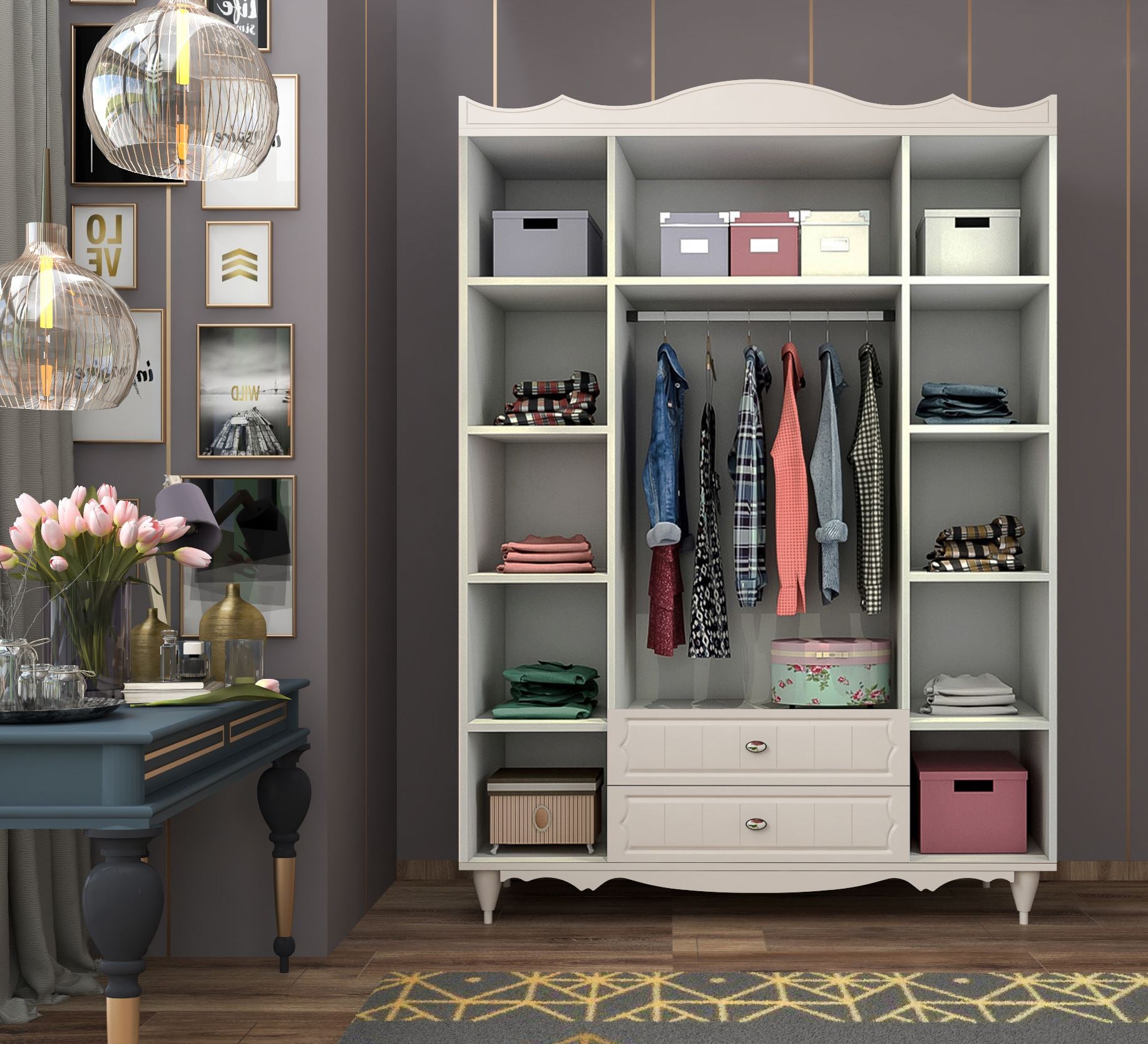 Guarda-roupa – 140 cm x 190 cm x 52 cm – Branco Fosco – Aglomerado de melamina