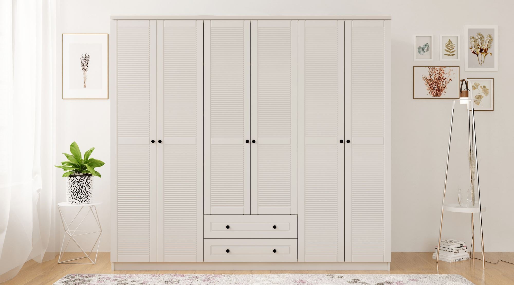 Guarda-roupa – 210cm x 210cm x 52cm – Branco Fosco – Aglomerado
