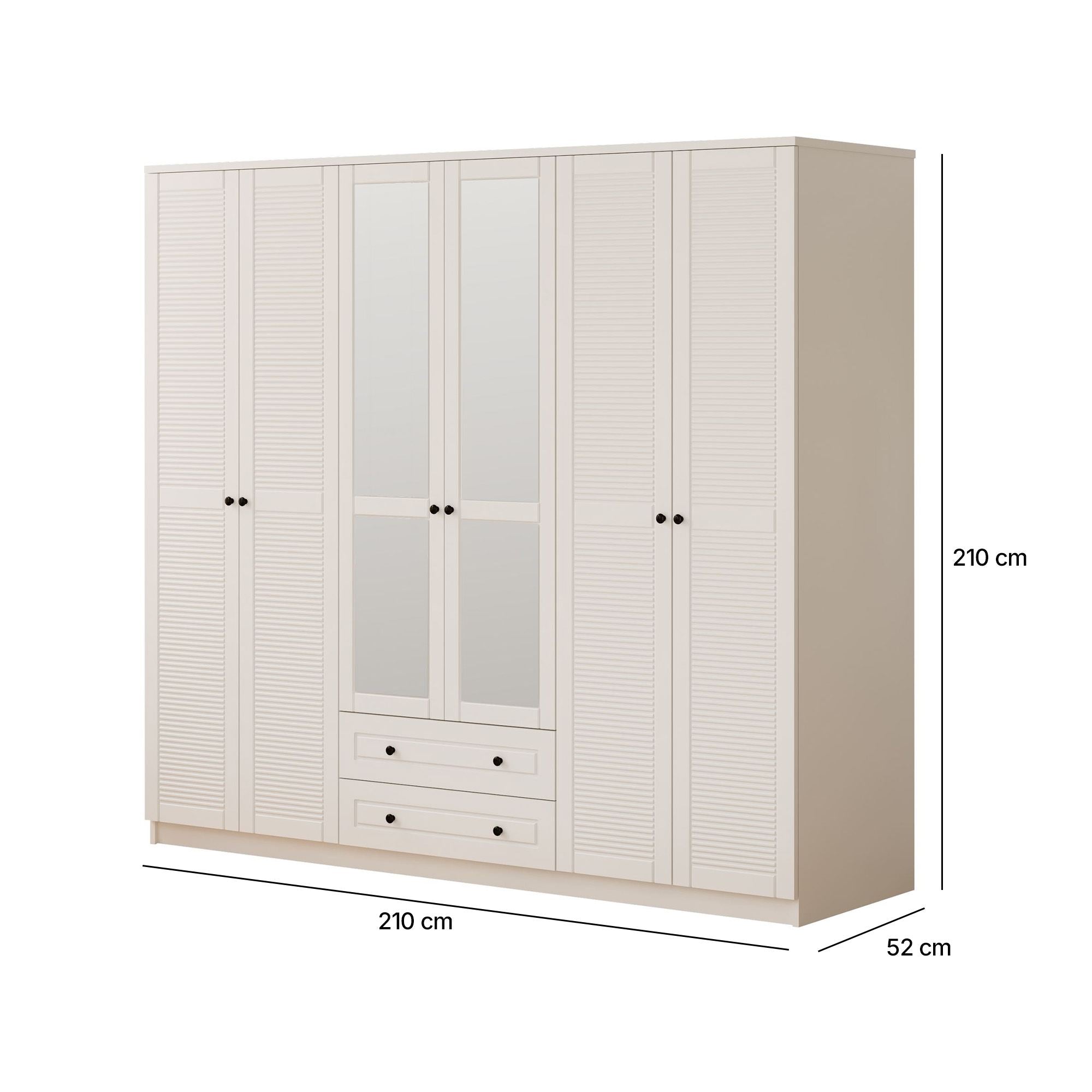 Guarda-roupa – 210 cm x 210 cm x 52 cm – Branco Fosco – Aglomerado de melamina