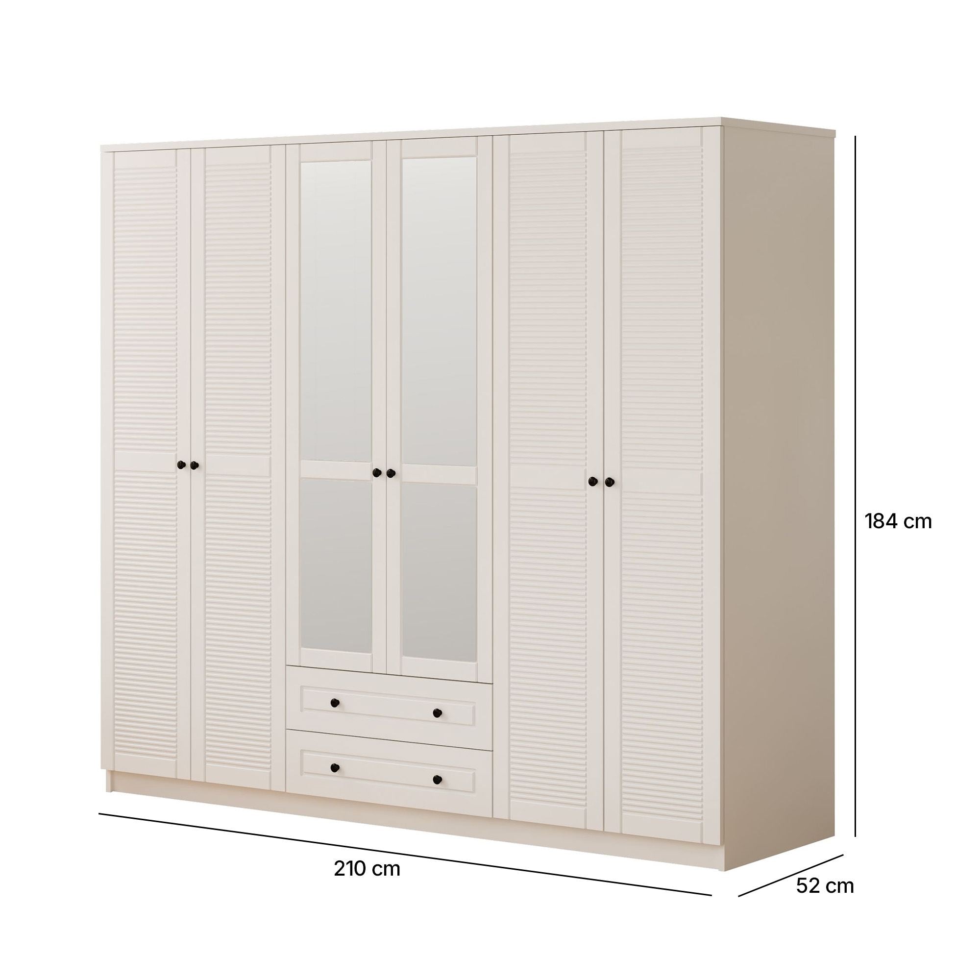 Guarda-roupa – 210 cm x 184 cm x 52 cm – Branco Fosco – Aglomerado de melamina