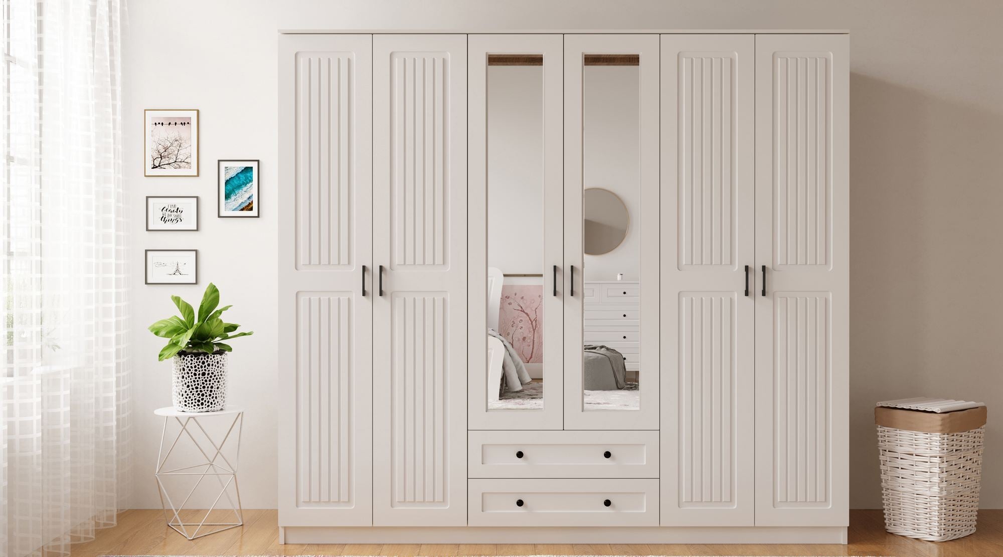 Guarda-roupa – 210cm x 184cm x 52cm – Branco Fosco – Aglomerado