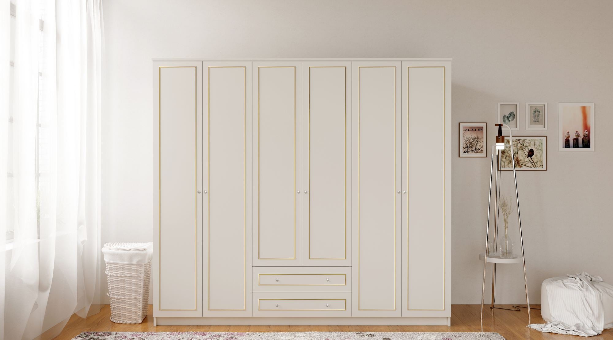 Guarda-roupa – 210 cm x 180 cm x 52 cm – Branco fosco – MDF