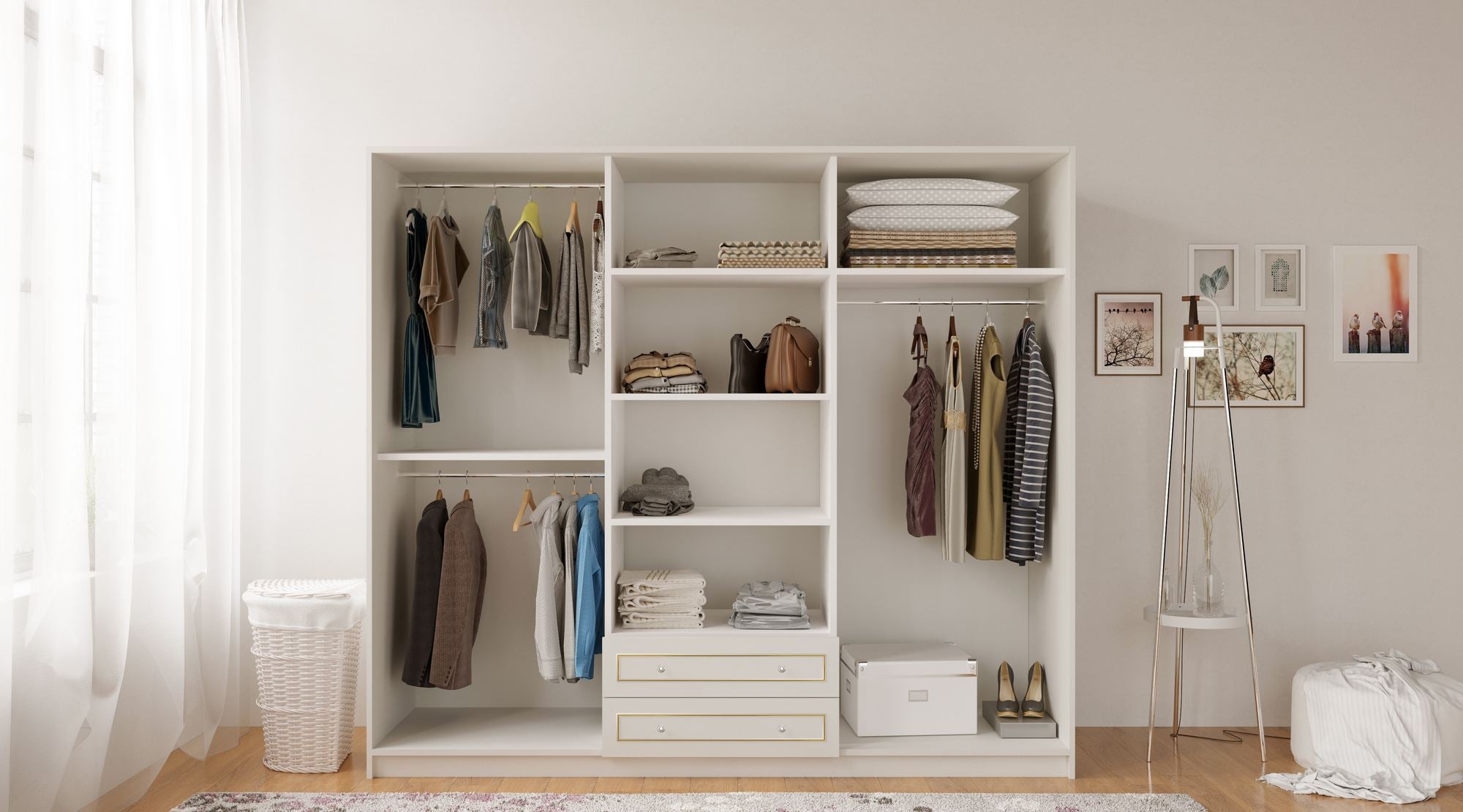 Guarda-roupa – 210 cm x 210 cm x 52 cm – Branco fosco – Aglomerado