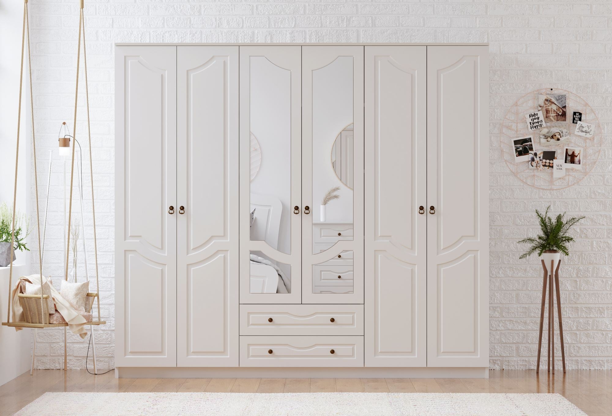 Guarda-roupa – 210x210x52 cm – Branco Fosco – Aglomerado