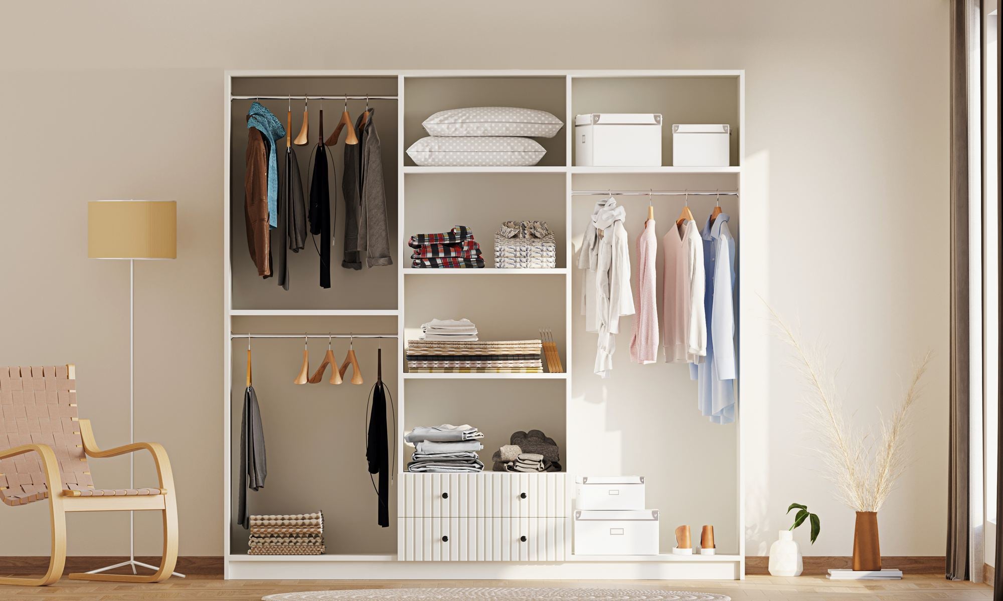 Guarda-roupa – 210 cm x 210 cm x 52 cm – Branco Fosco – Painel de partículas