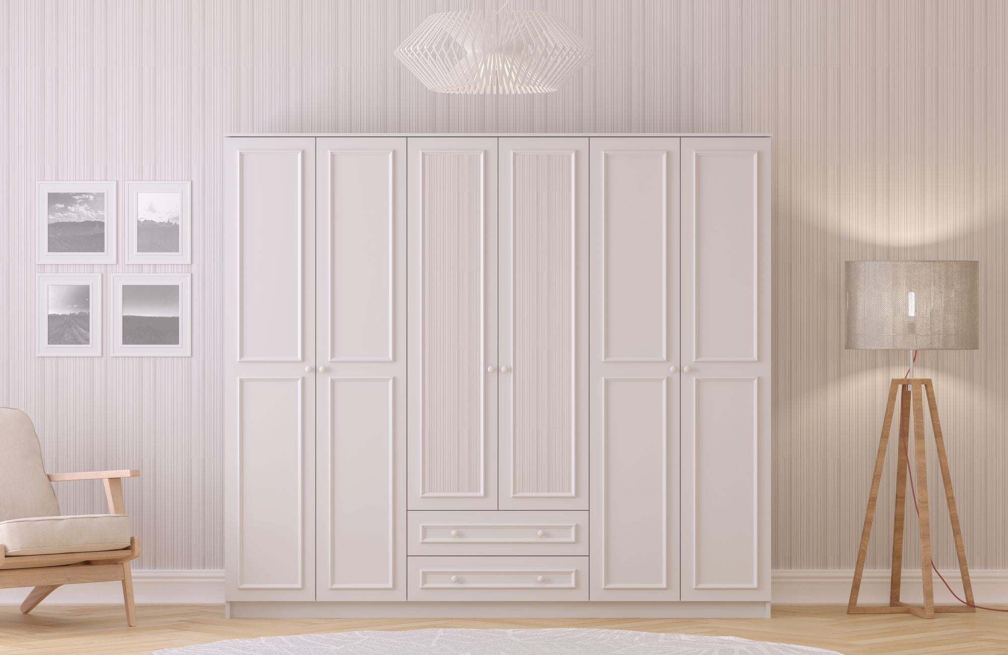 Guarda-roupa – 210cm x 184cm x 52cm – Branco Fosco – MDF