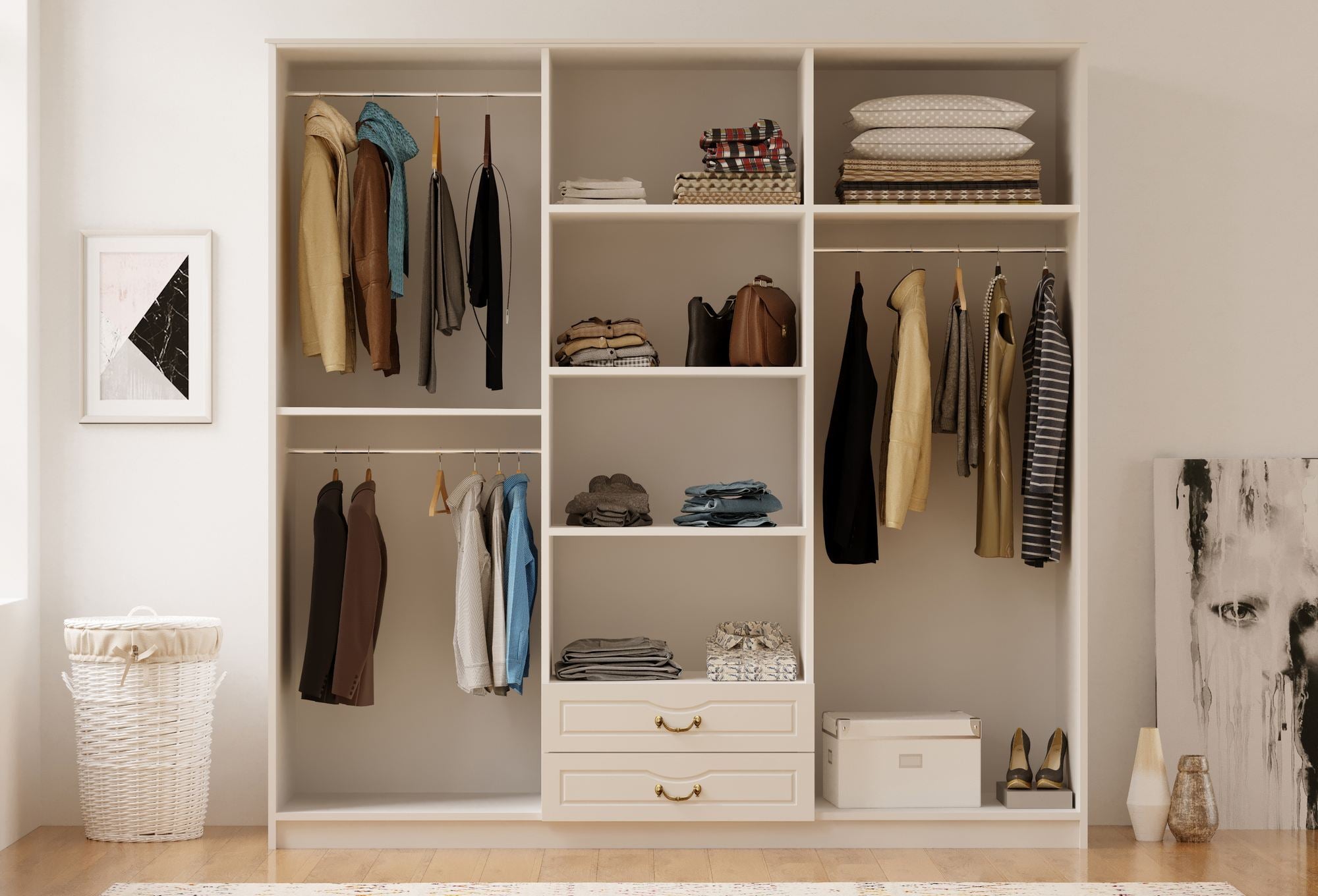 Guarda-roupa – 210cm x 210cm x 52cm – Branco Fosco – Aglomerado