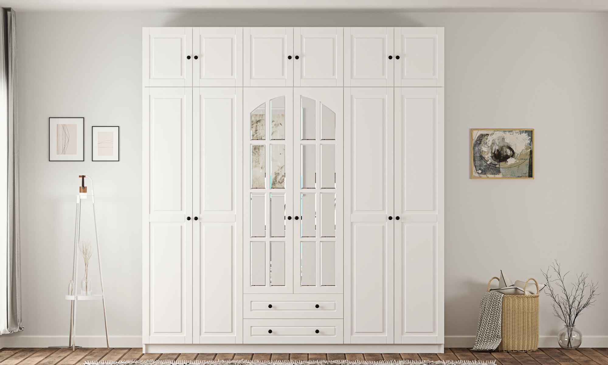 Guarda-roupa – 210cm x 240cm x 52cm – Branco Fosco – Aglomerado de melamina