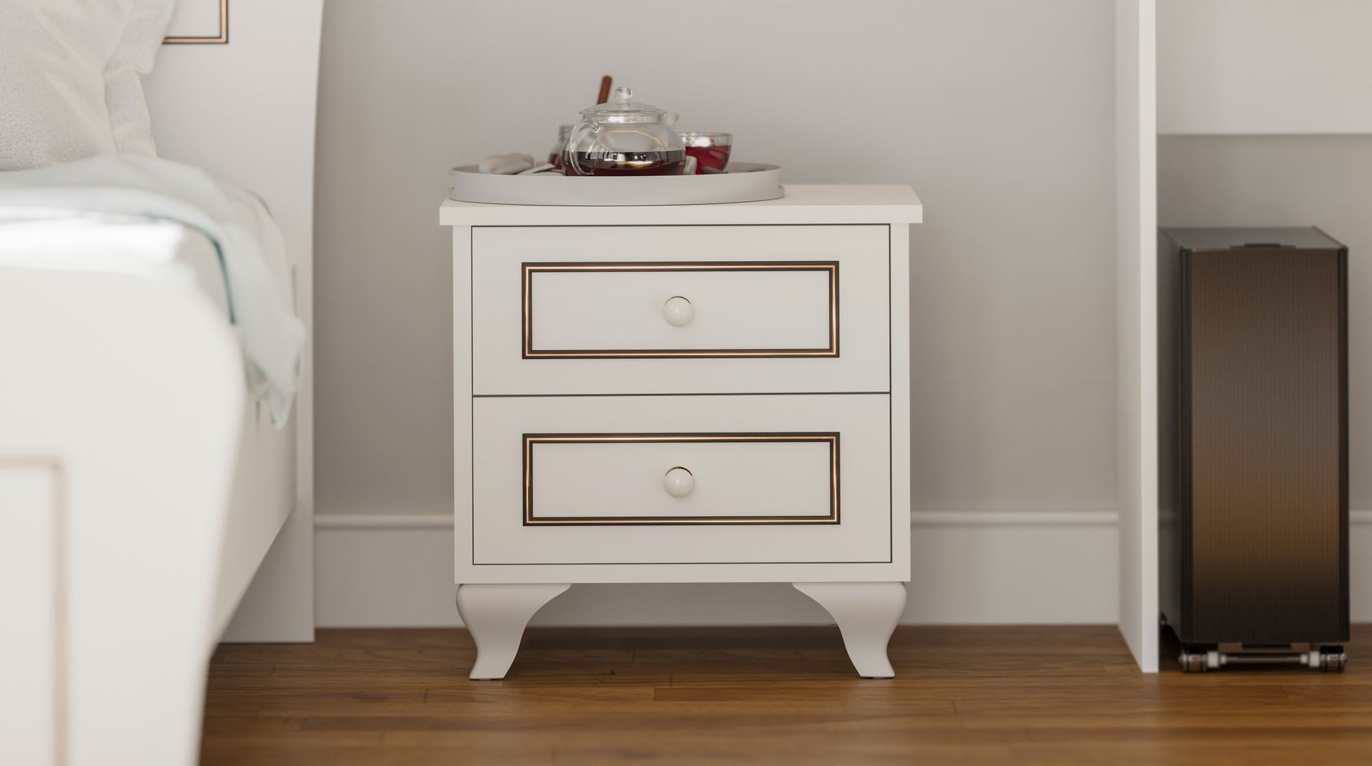 Mesa de cabeceira-Rb-103-Branco fosco
