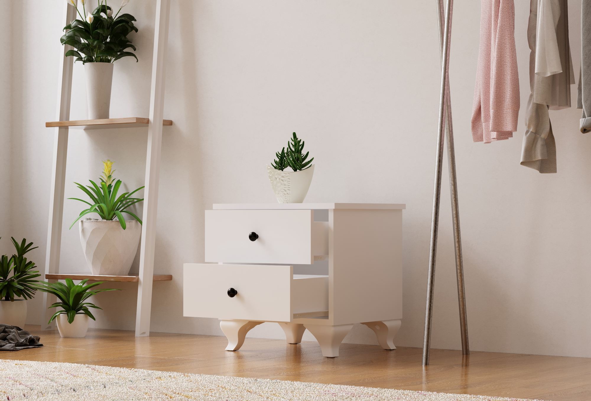 Mesa de cabeceira-Rb-070-Branco fosco
