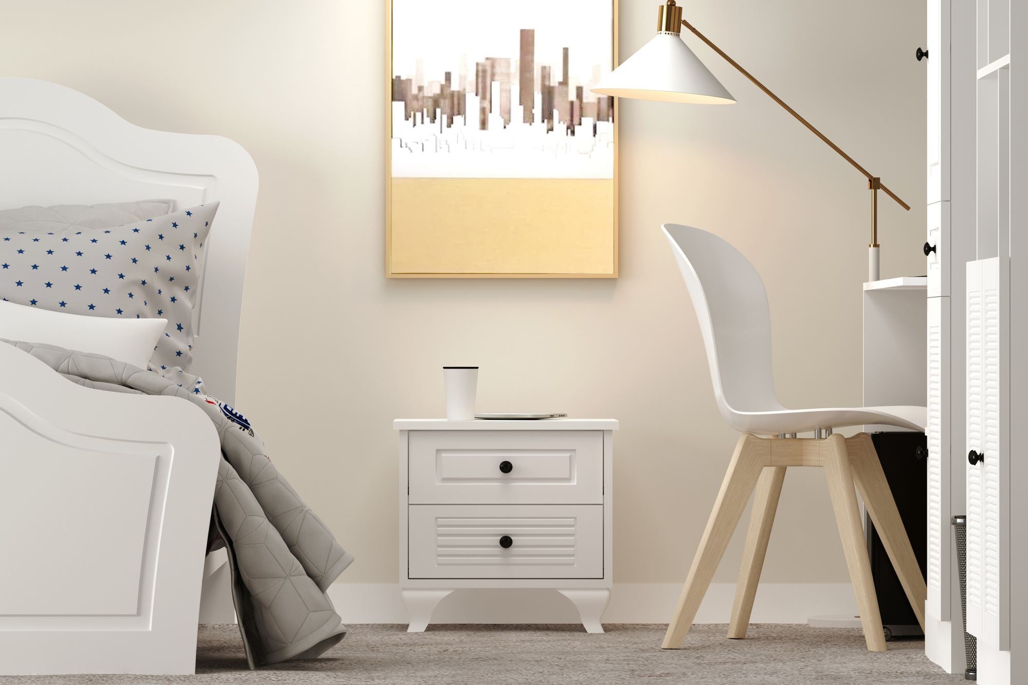 Mesa de cabeceira-Rb-118-Branco fosco