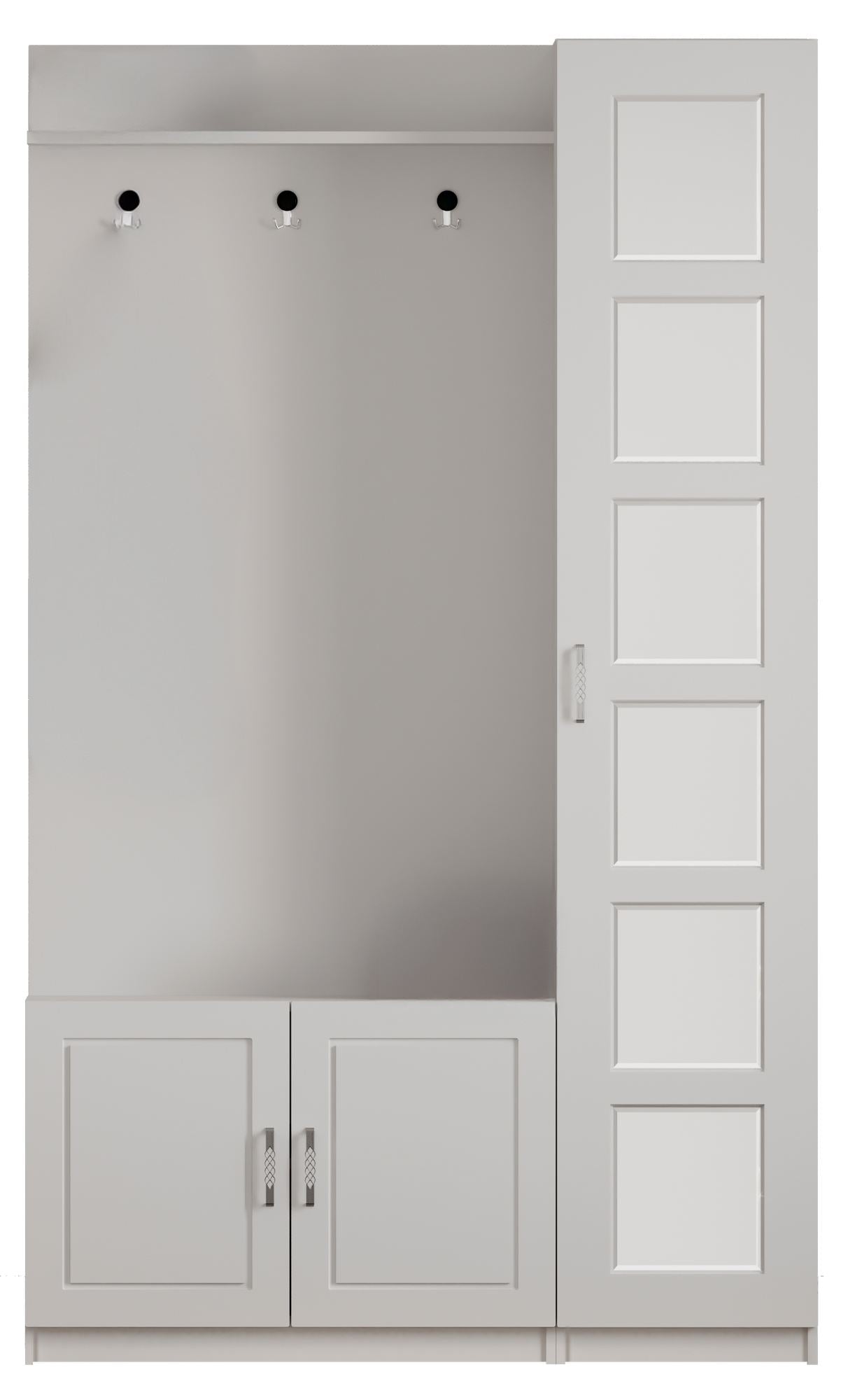 Conjunto para hall de entrada – 120cm x 200cm x 35cm – Branco Fosco – Aglomerado de Melamina