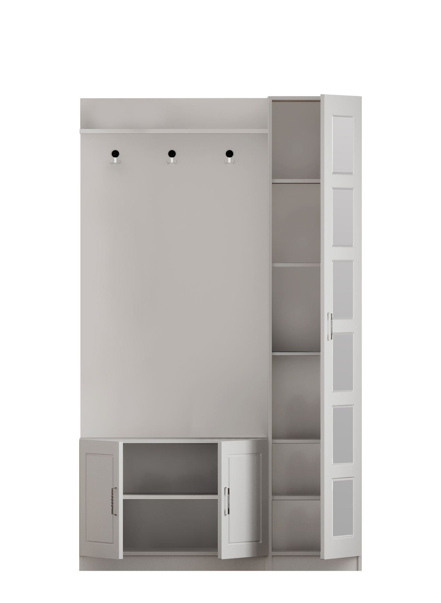 Conjunto para hall de entrada – 120cm x 200cm x 35cm – Branco Fosco – Aglomerado de Melamina