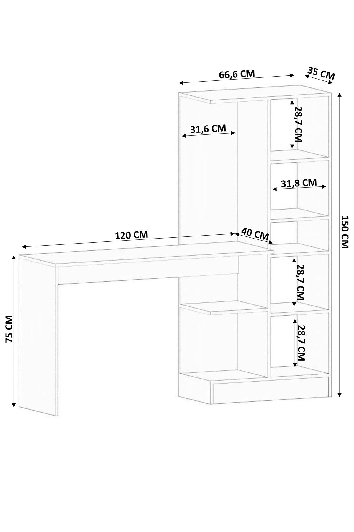 Secretária de Estudo e Estante – 120cm x 75cm x 40cm – Branco Fosco – Aglomerado