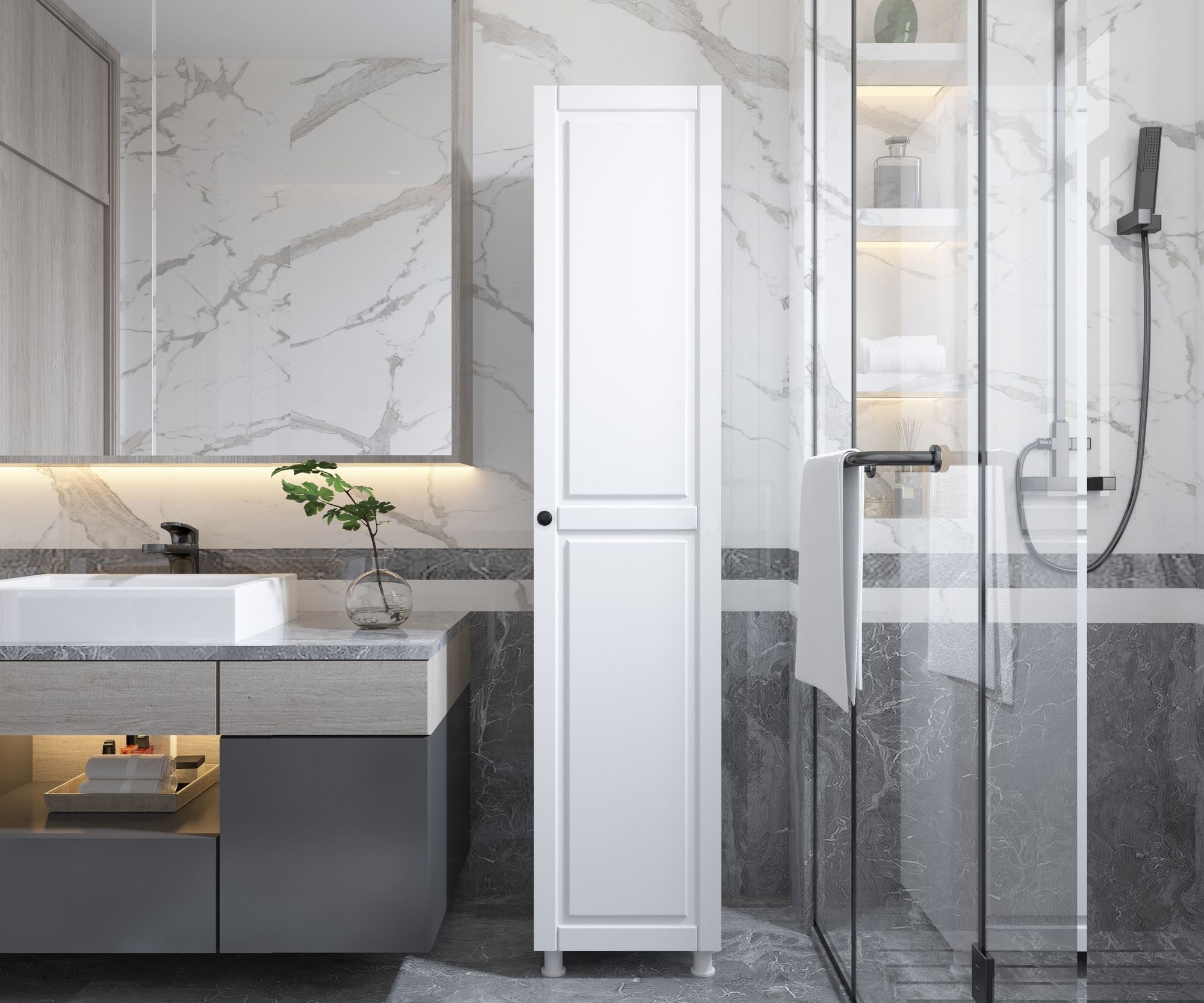 Armário Multiuso – 35 cm x 180 cm x 33 cm – Branco Fosco – MDF