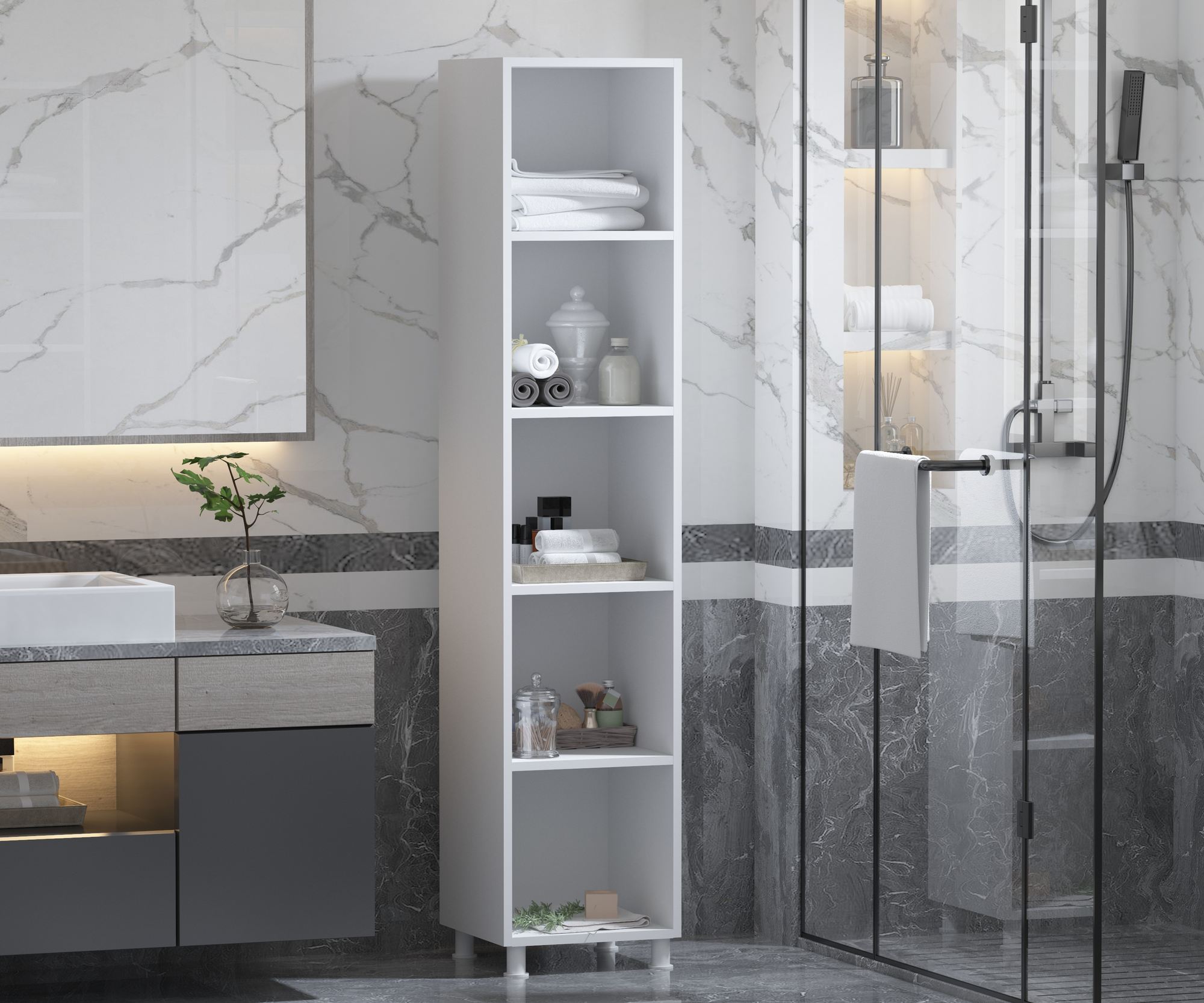 Armário Multiuso – 35 cm x 180 cm x 33 cm – Branco Fosco – MDF