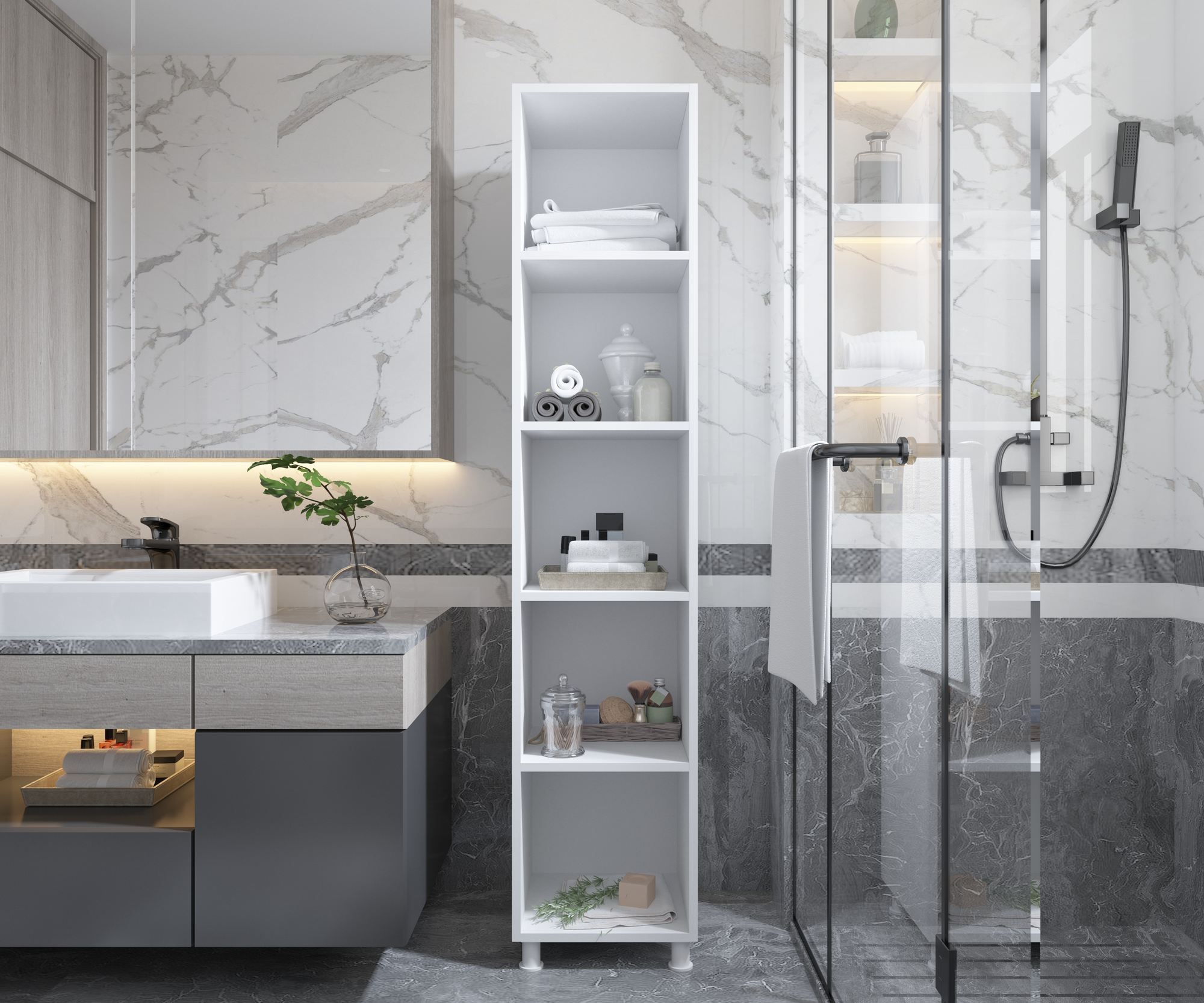 Armário Multiuso – 35 cm x 180 cm x 33 cm – Branco Fosco – MDF