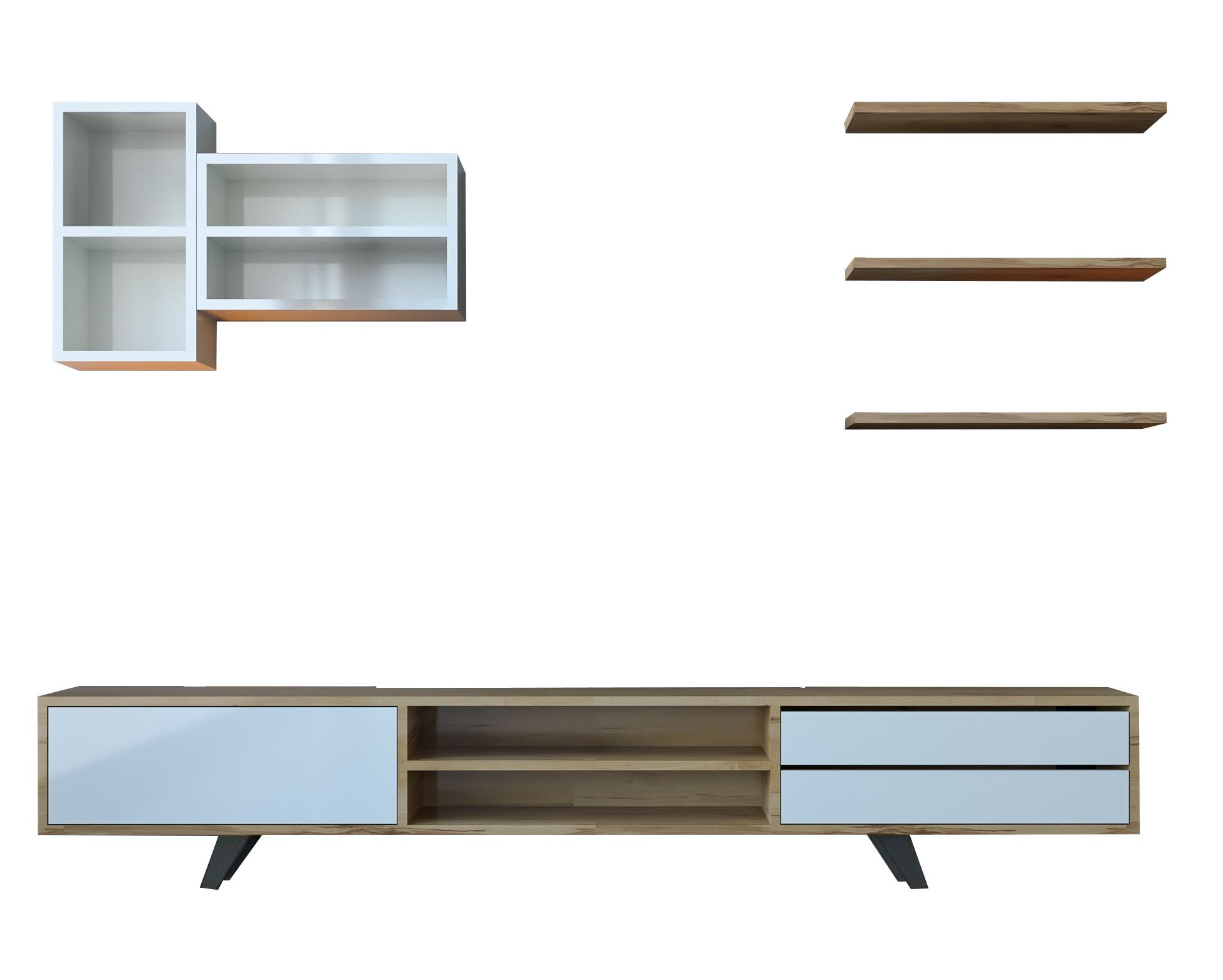 Estante para TV – 180 cm x 45 cm x 40 cm – Branco e Carvalho – MDF