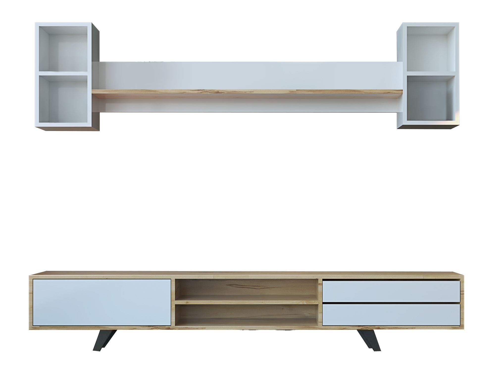 Estante para TV – 180cm x 45cm x 40cm – Branco e Carvalho – MDF