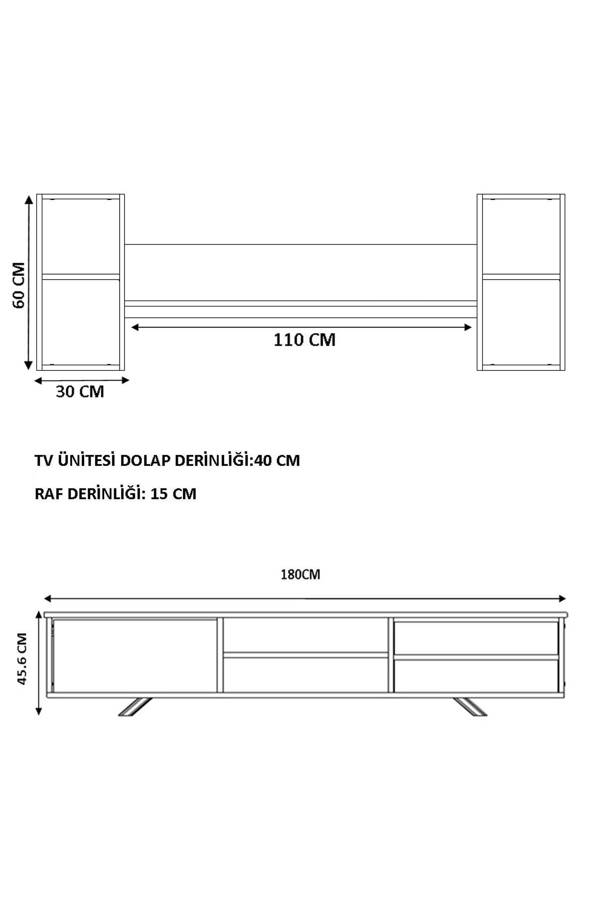 Estante para TV – 180cm x 45cm x 40cm – Branco e Carvalho – MDF