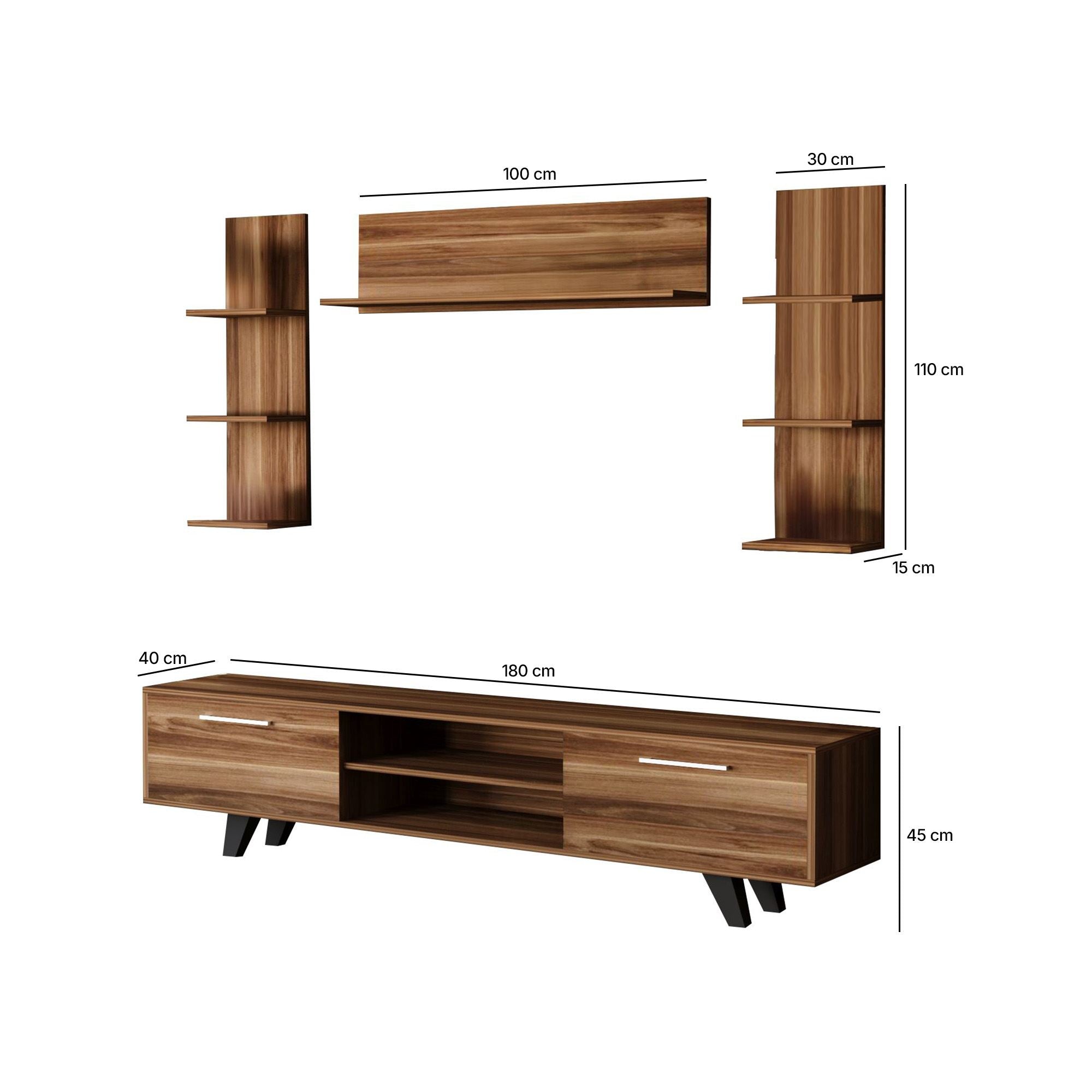 Móvel de TV – 180 cm x 45 cm x 40 cm – cor de madeira – aglomerado