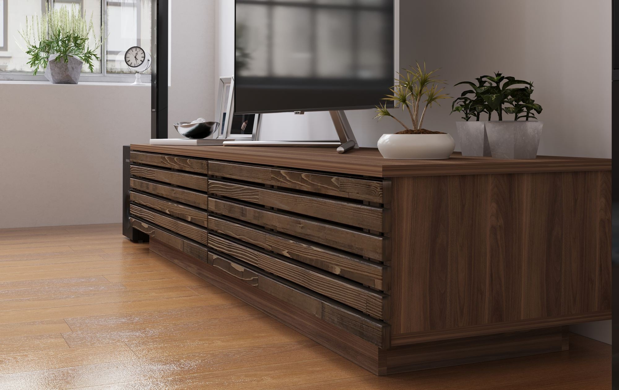 Móvel de TV – 180 cm x 35 cm x 40 cm – Cor de madeira – Carvalho