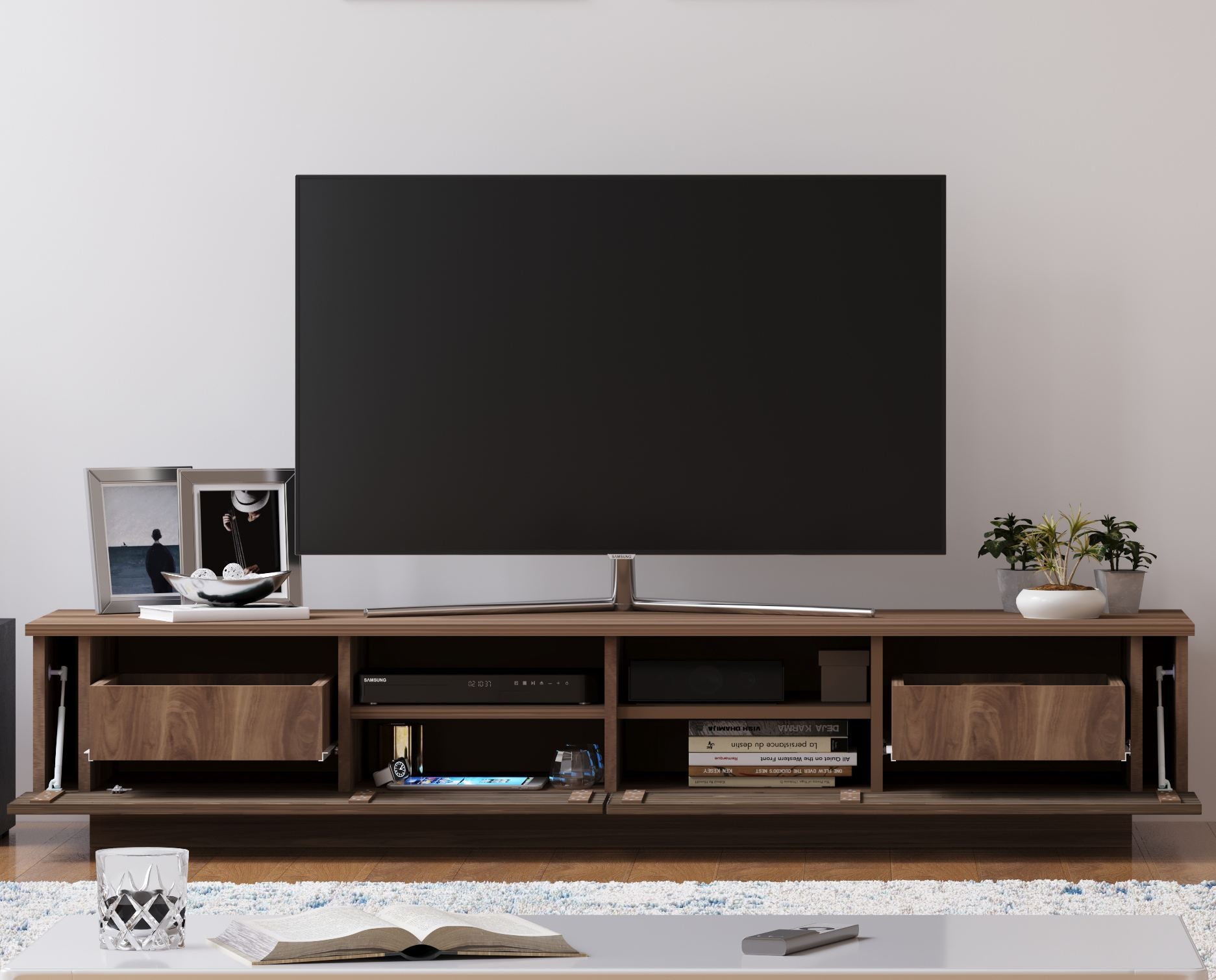 Móvel de TV – 180 cm x 35 cm x 40 cm – Cor de madeira – Carvalho