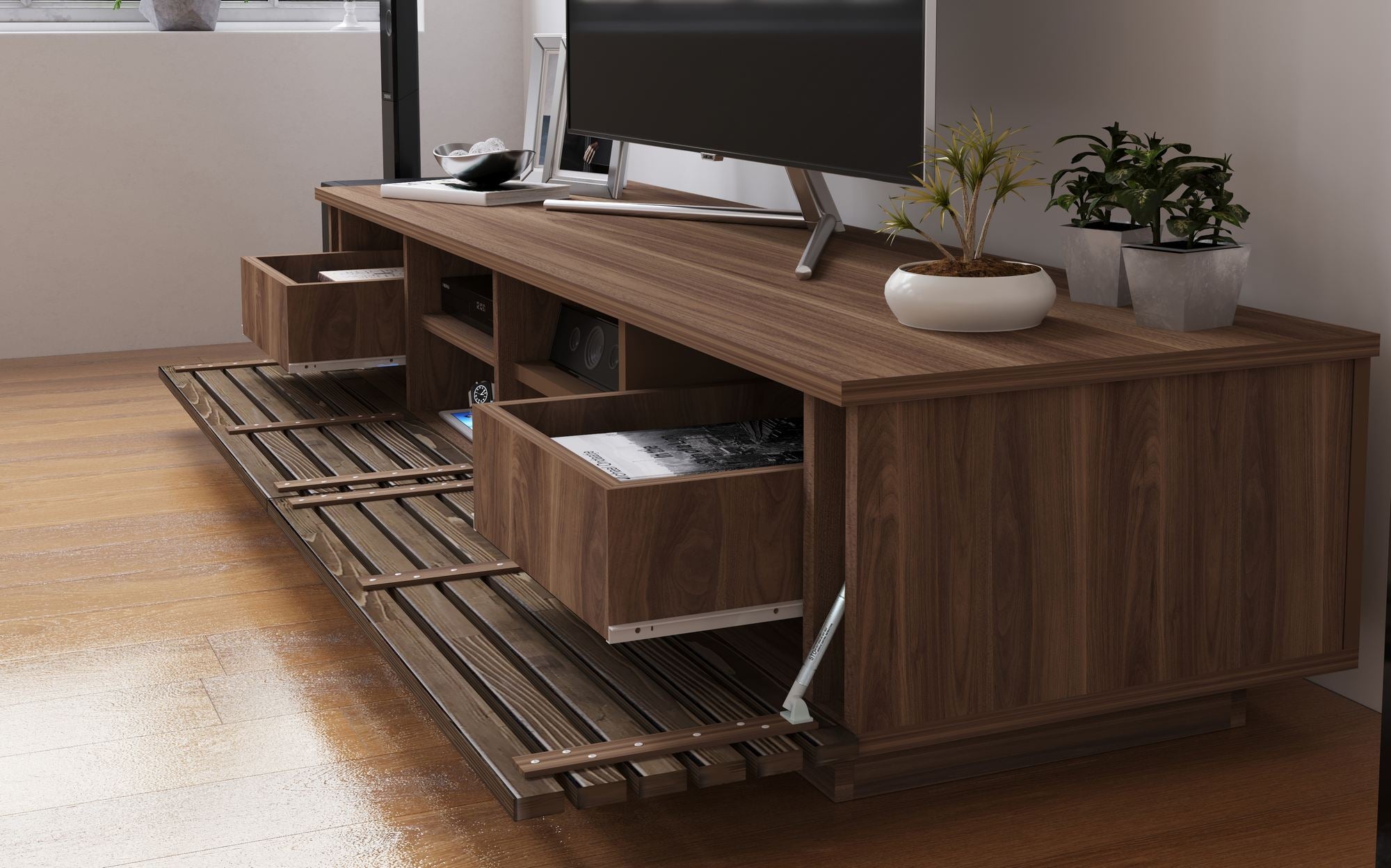 Móvel de TV – 180 cm x 35 cm x 40 cm – Cor de madeira – Carvalho