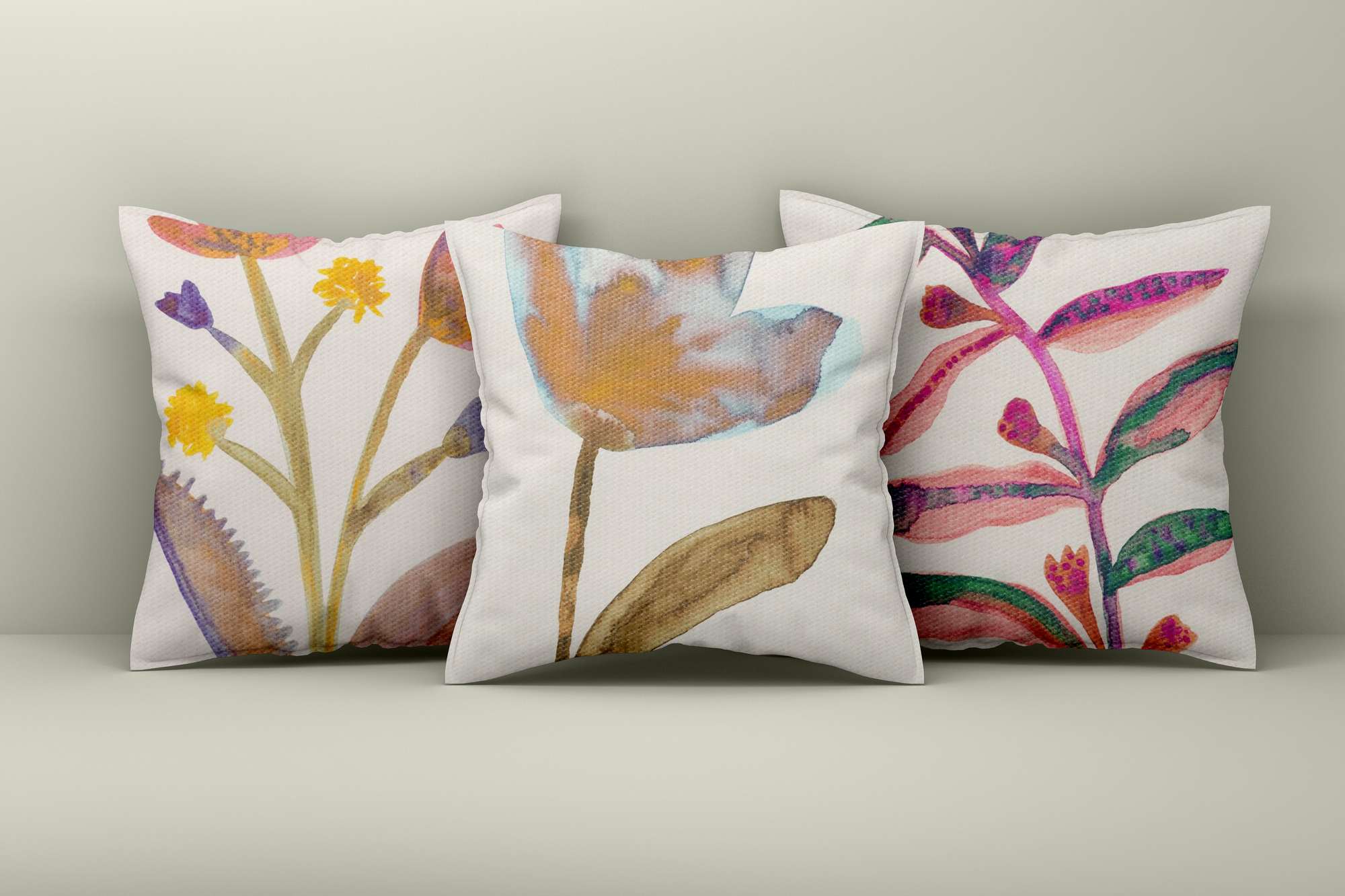 Conjunto de capa de almofada (3 peças) – 43 x 43 cm – Multicolorido – Algodão/Poliéster